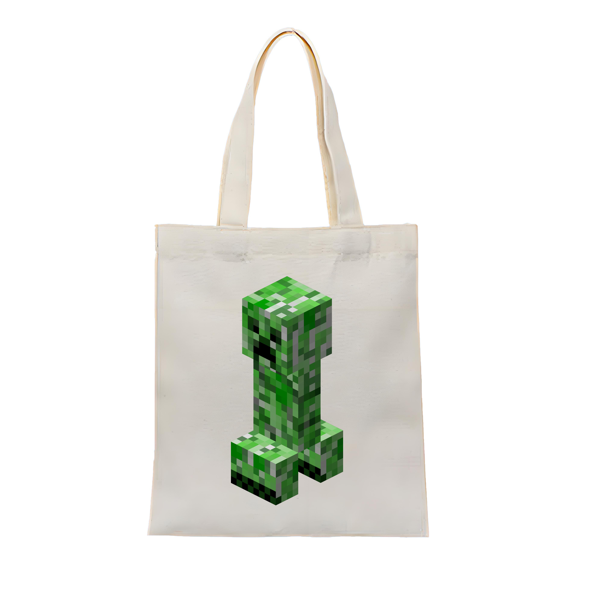 （画像用） マインクラフト ブロックの世界 Minecraft MC Block world 縦型キャンバス生地手提げバッグ　トートバッグ