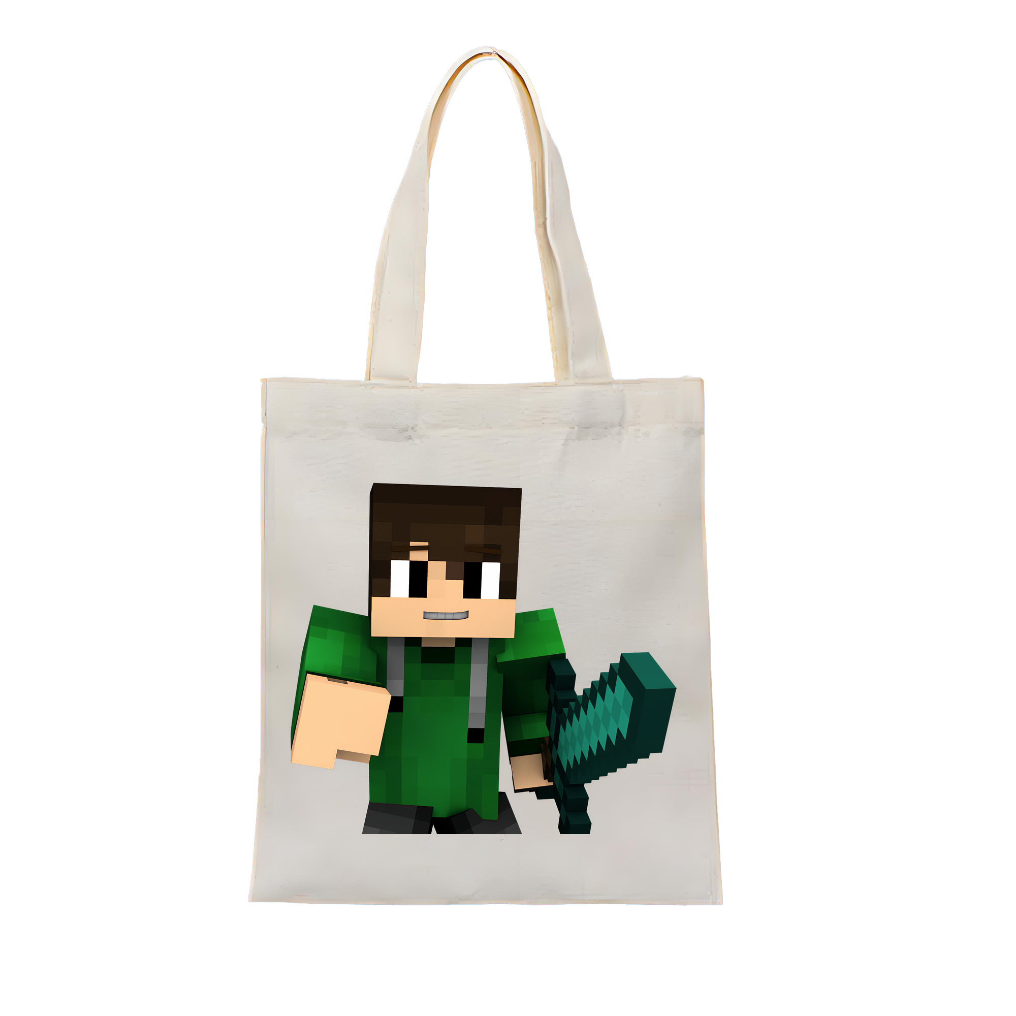 （画像用） マインクラフト ブロックの世界 Minecraft MC Block world 縦型キャンバス生地手提げバッグ　トートバッグ