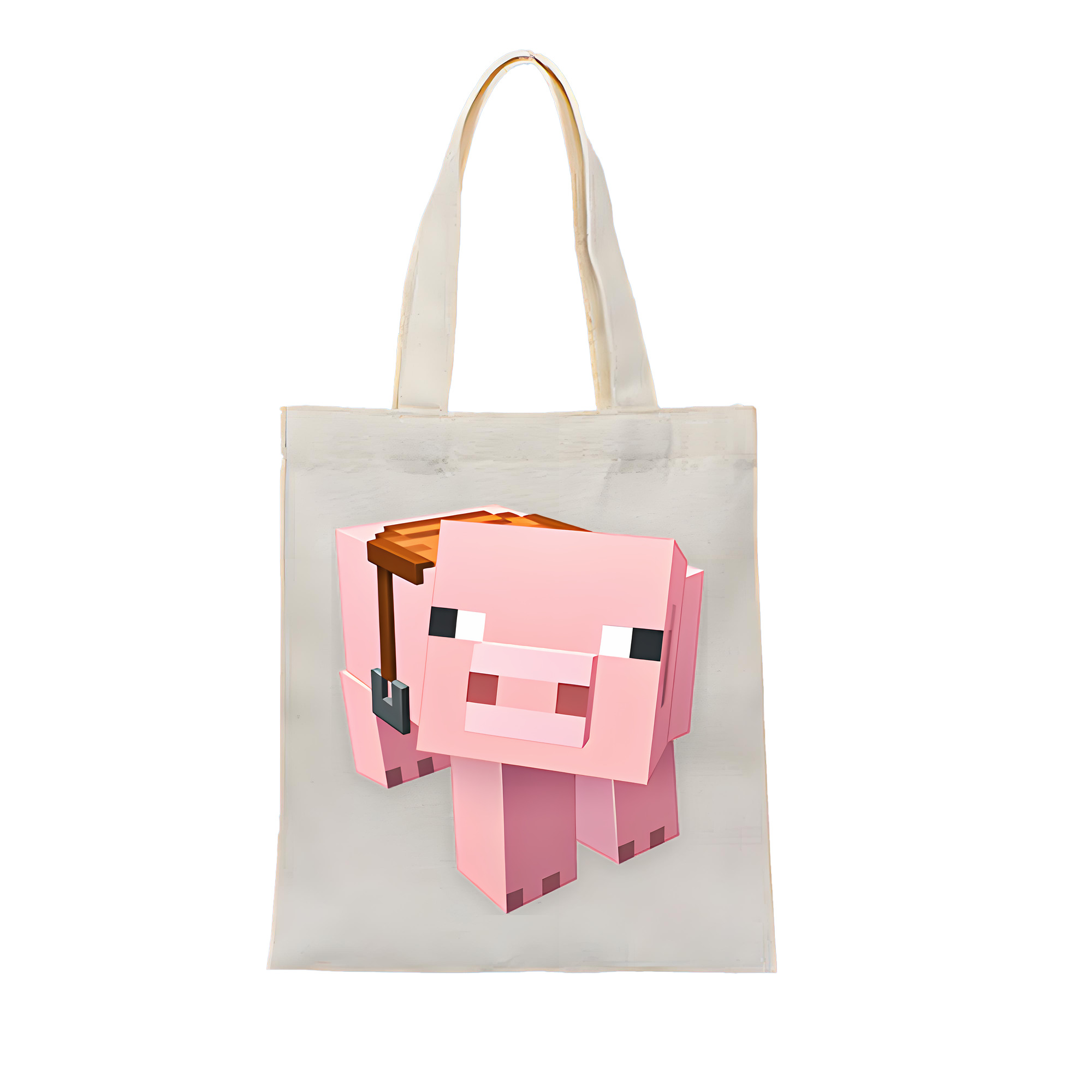 （画像用） マインクラフト ブロックの世界 Minecraft MC Block world 縦型キャンバス生地手提げバッグ　トートバッグ
