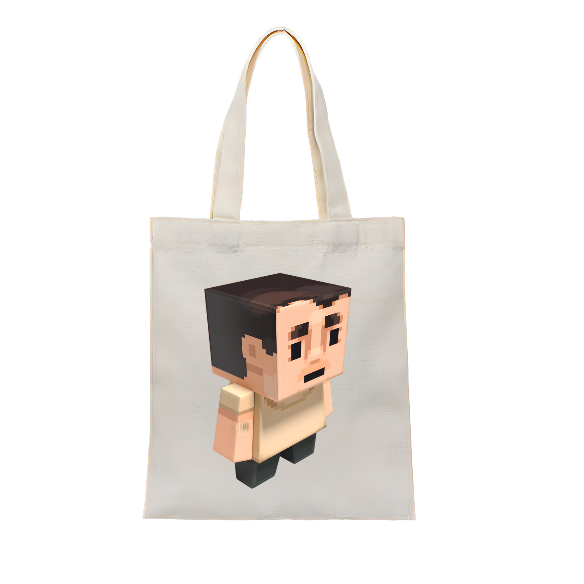 （画像用） マインクラフト ブロックの世界 Minecraft MC Block world 縦型キャンバス生地手提げバッグ　トートバッグ