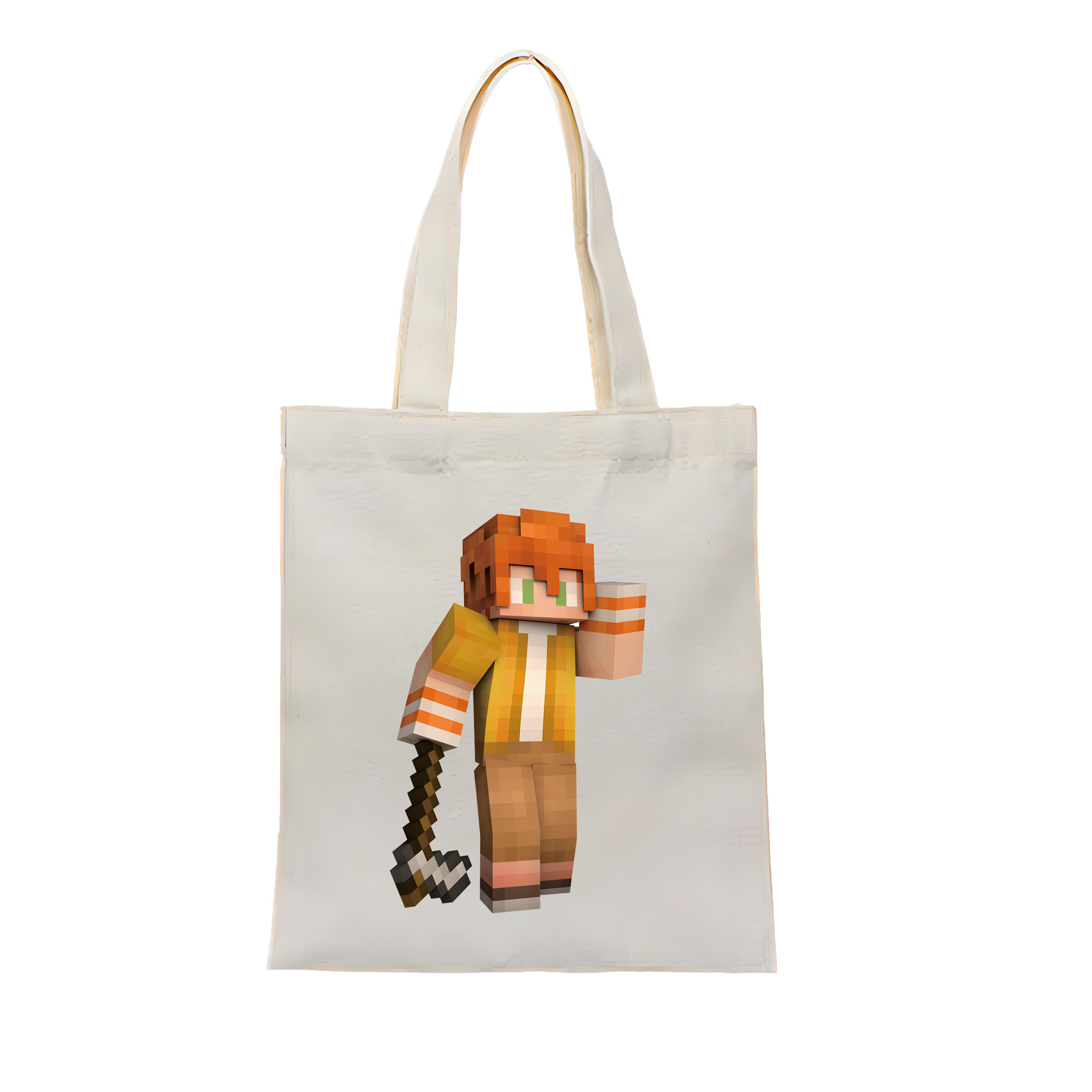 （画像用） マインクラフト ブロックの世界 Minecraft MC Block world 縦型キャンバス生地手提げバッグ　トートバッグ