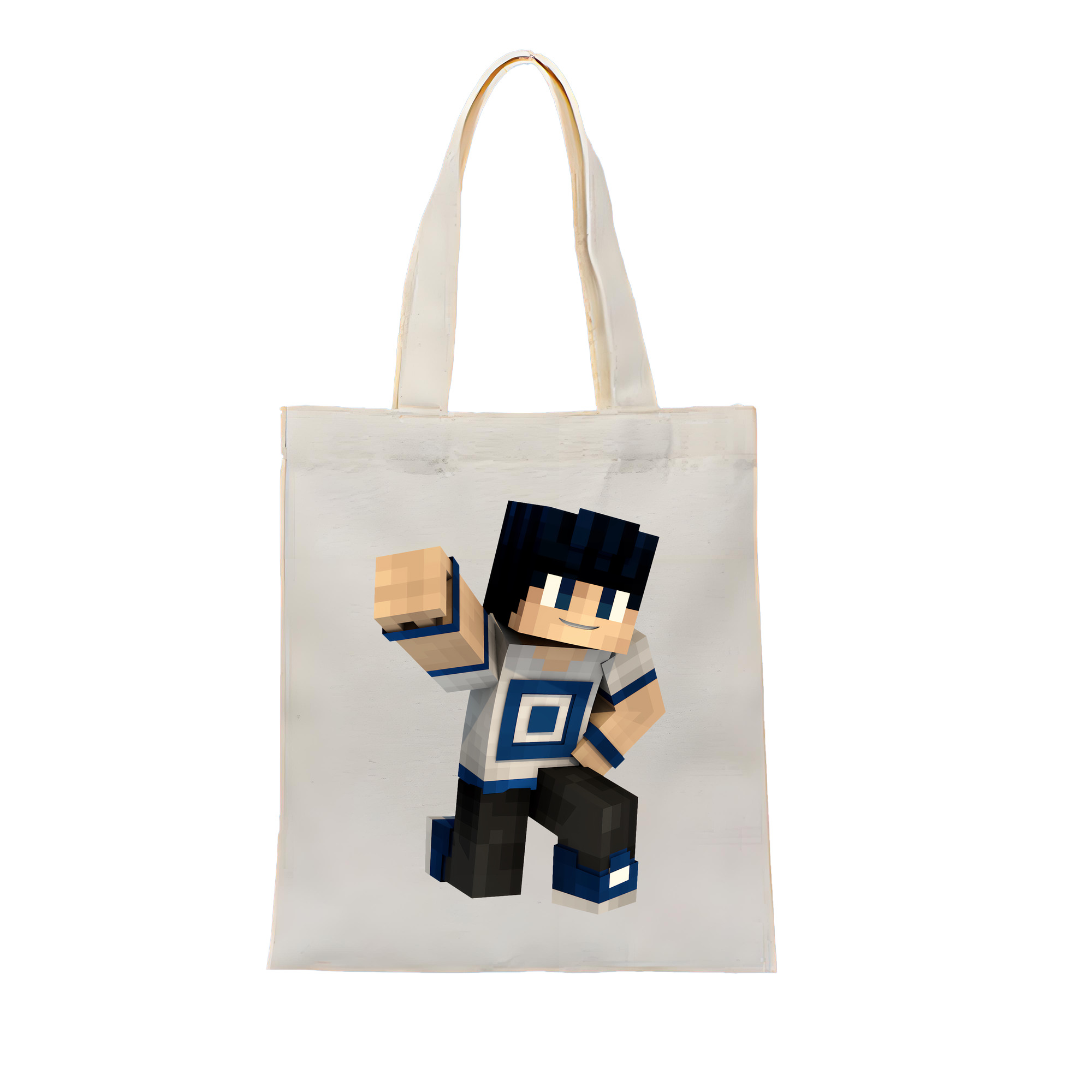（画像用） マインクラフト ブロックの世界 Minecraft MC Block world 縦型キャンバス生地手提げバッグ　トートバッグ
