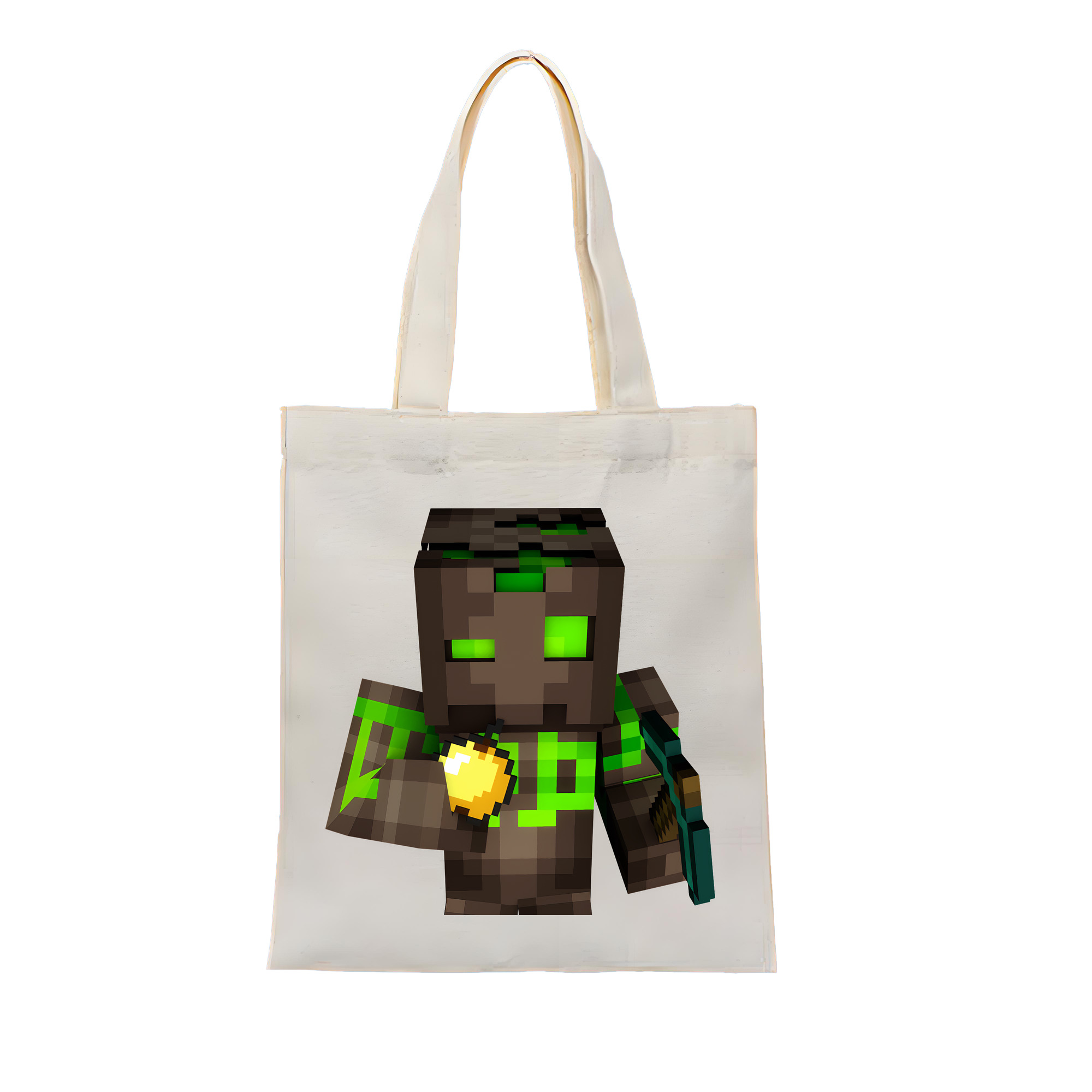 （画像用） マインクラフト ブロックの世界 Minecraft MC Block world 縦型キャンバス生地手提げバッグ　トートバッグ