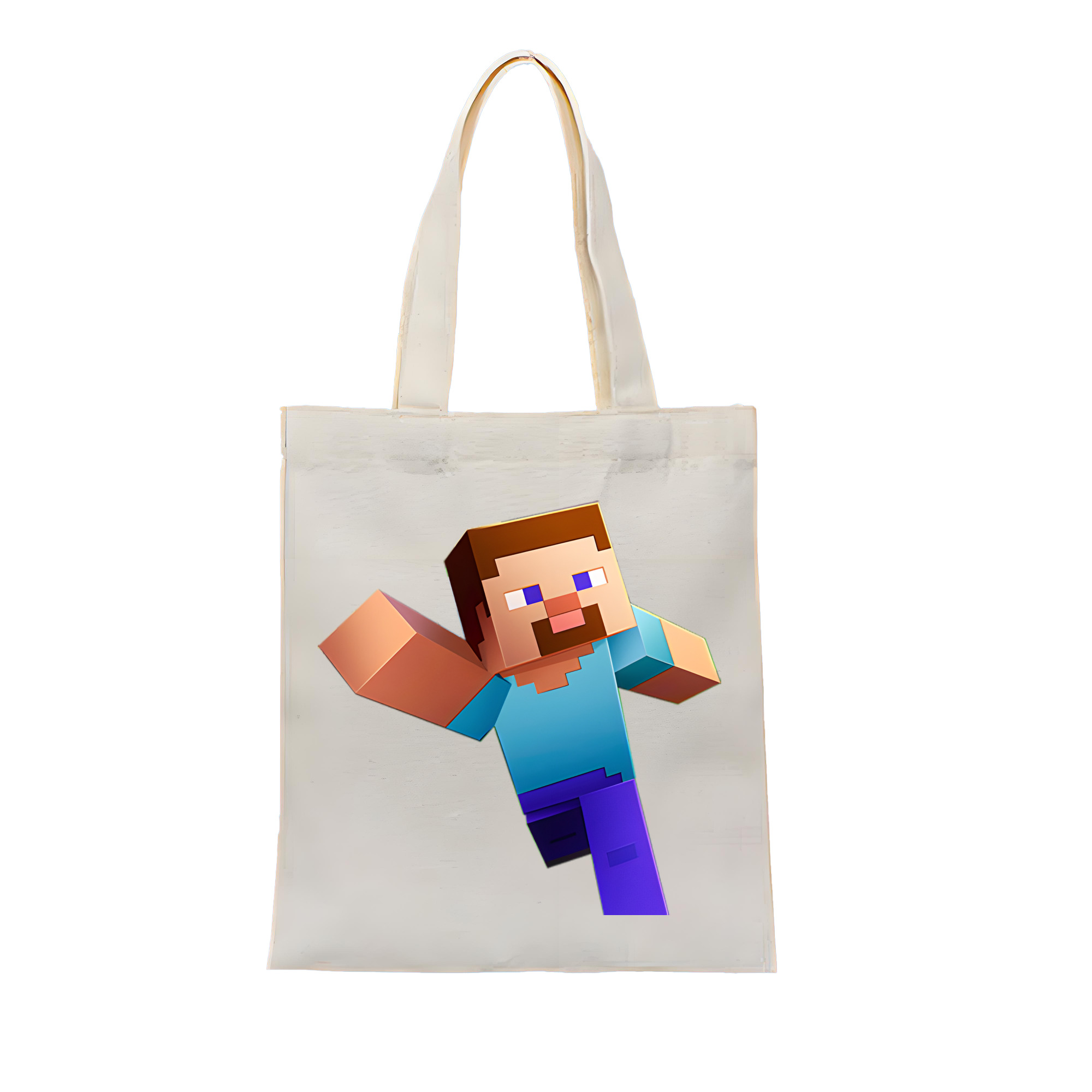 （画像用） マインクラフト ブロックの世界 Minecraft MC Block world 縦型キャンバス生地手提げバッグ　トートバッグ