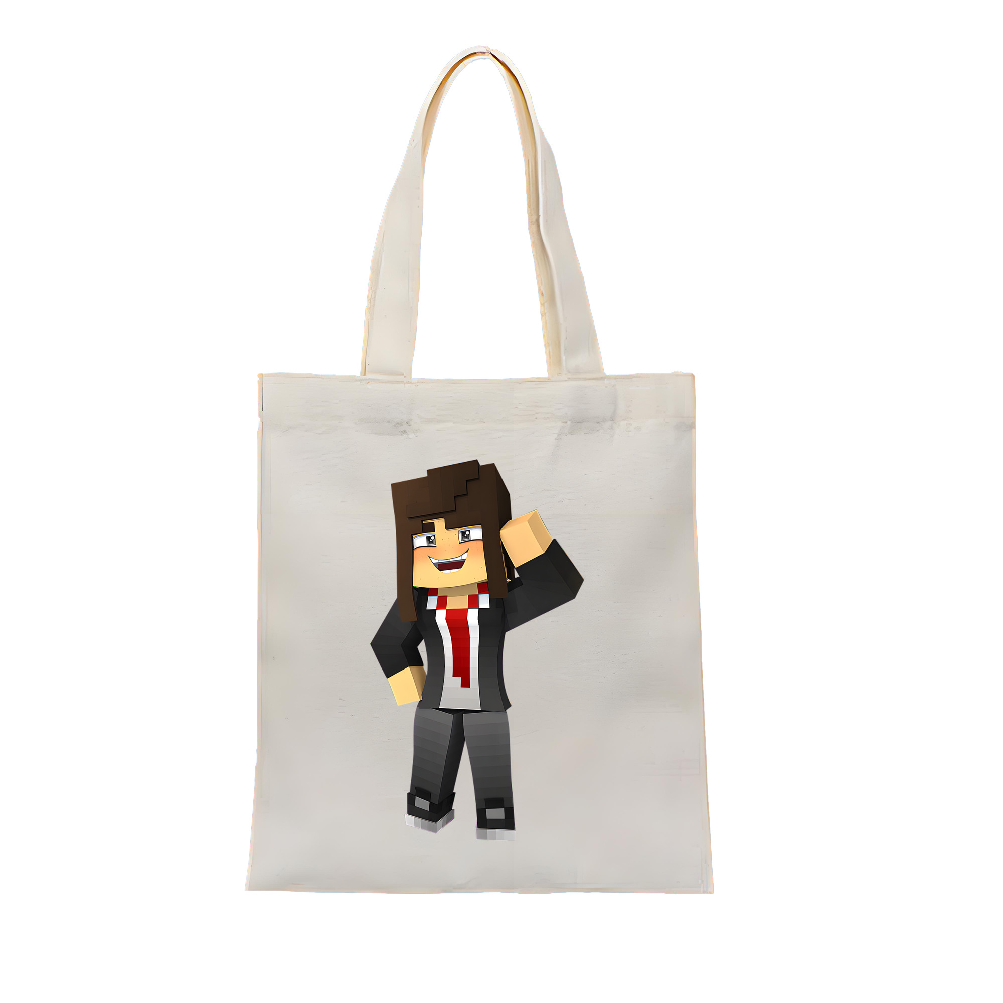 （画像用） マインクラフト ブロックの世界 Minecraft MC Block world 縦型キャンバス生地手提げバッグ　トートバッグ