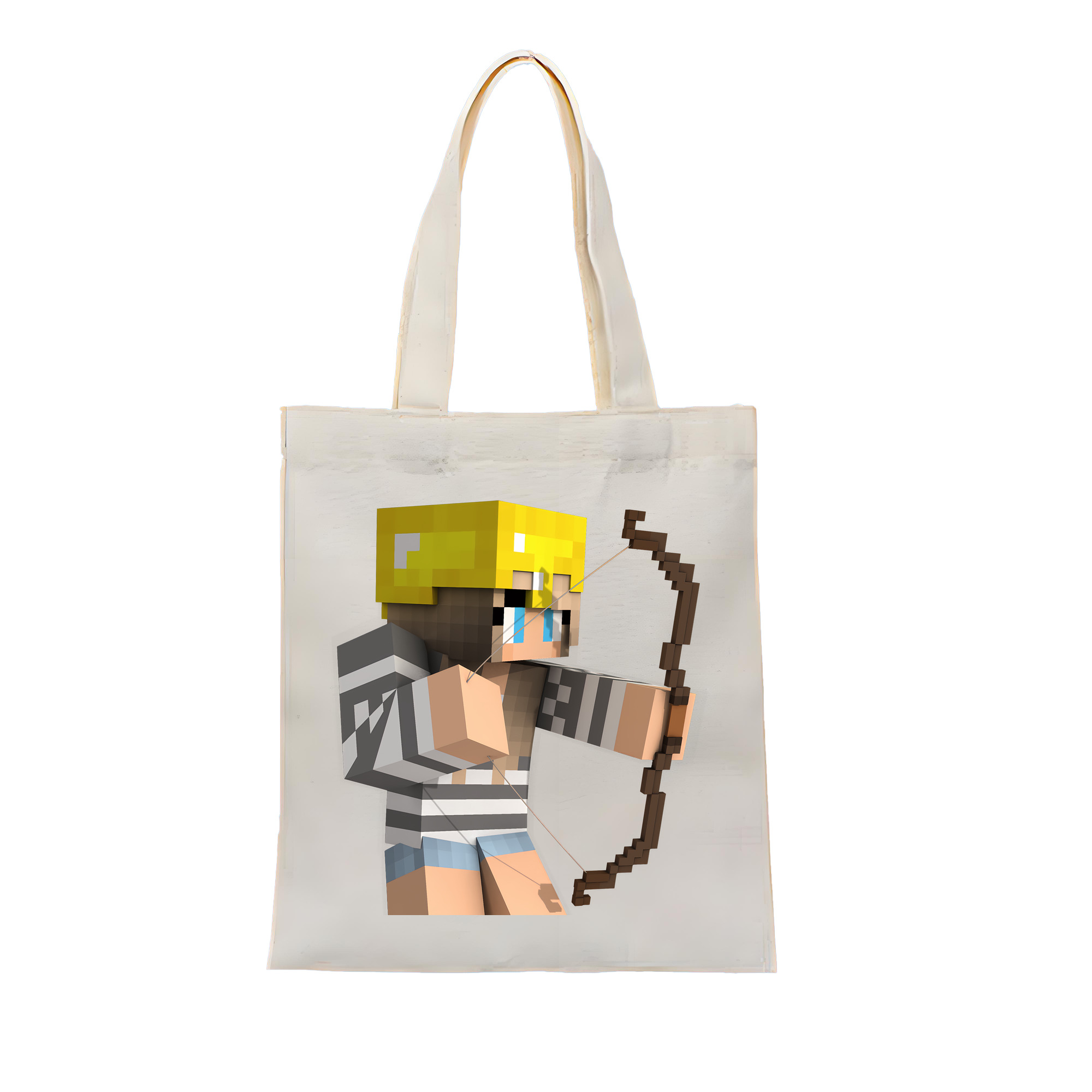 （画像用） マインクラフト ブロックの世界 Minecraft MC Block world 縦型キャンバス生地手提げバッグ　トートバッグ