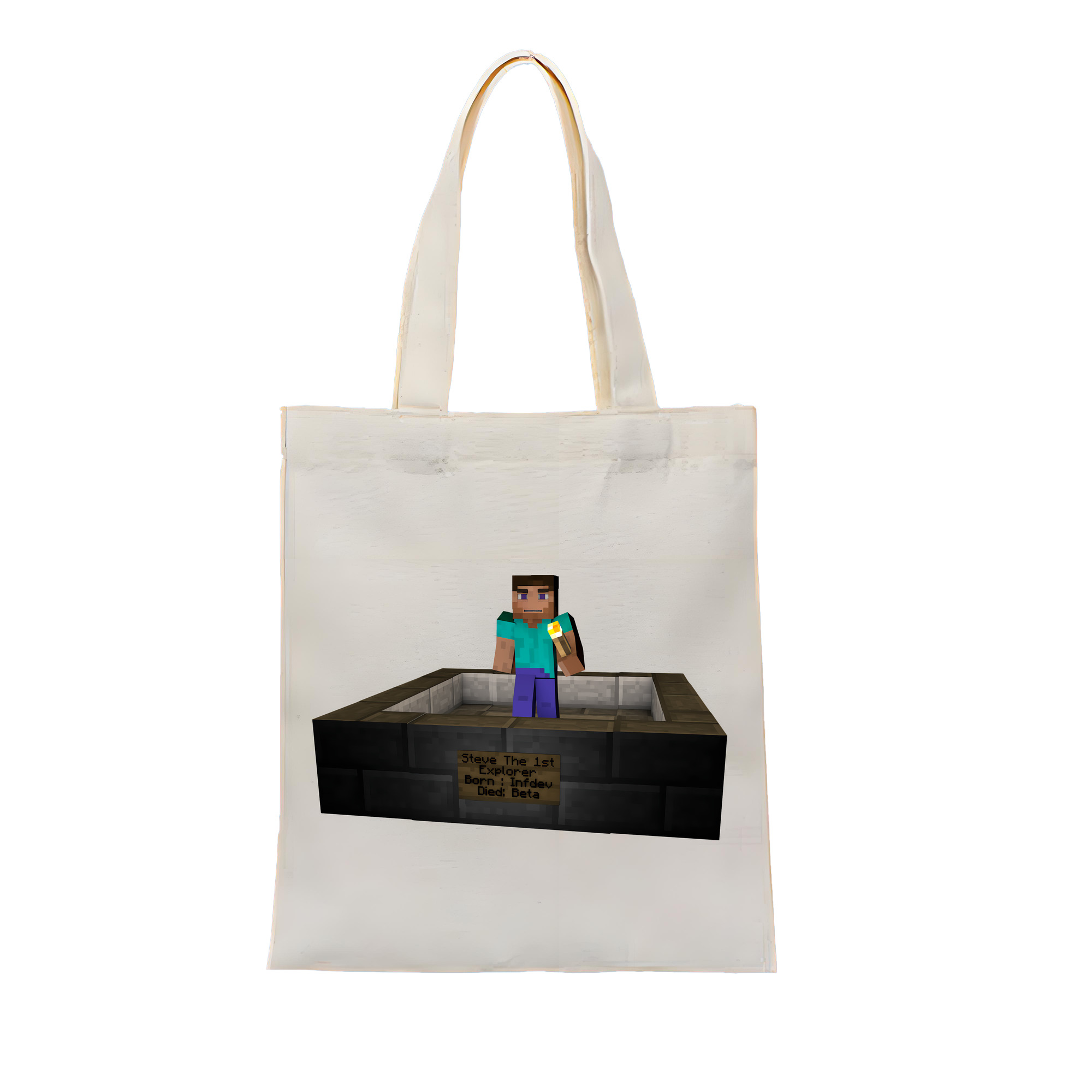 （画像用） マインクラフト ブロックの世界 Minecraft MC Block world 縦型キャンバス生地手提げバッグ　トートバッグ