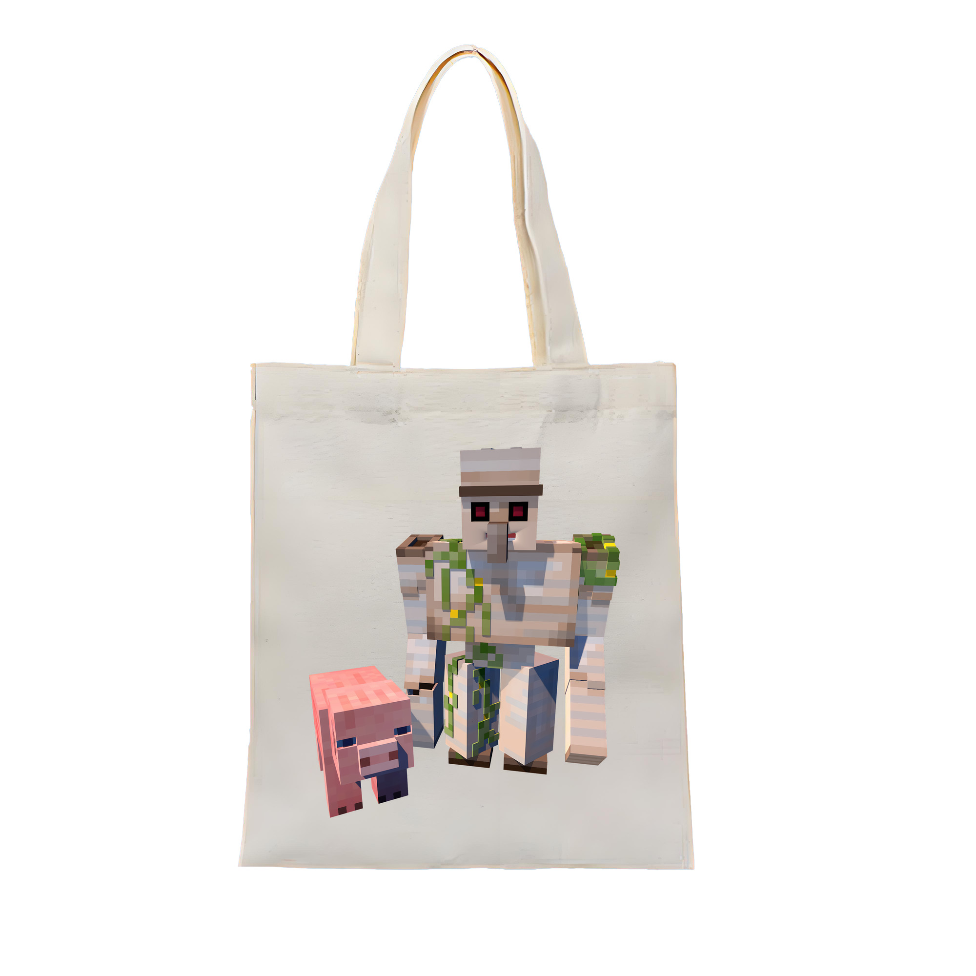（画像用） マインクラフト ブロックの世界 Minecraft MC Block world 縦型キャンバス生地手提げバッグ　トートバッグ