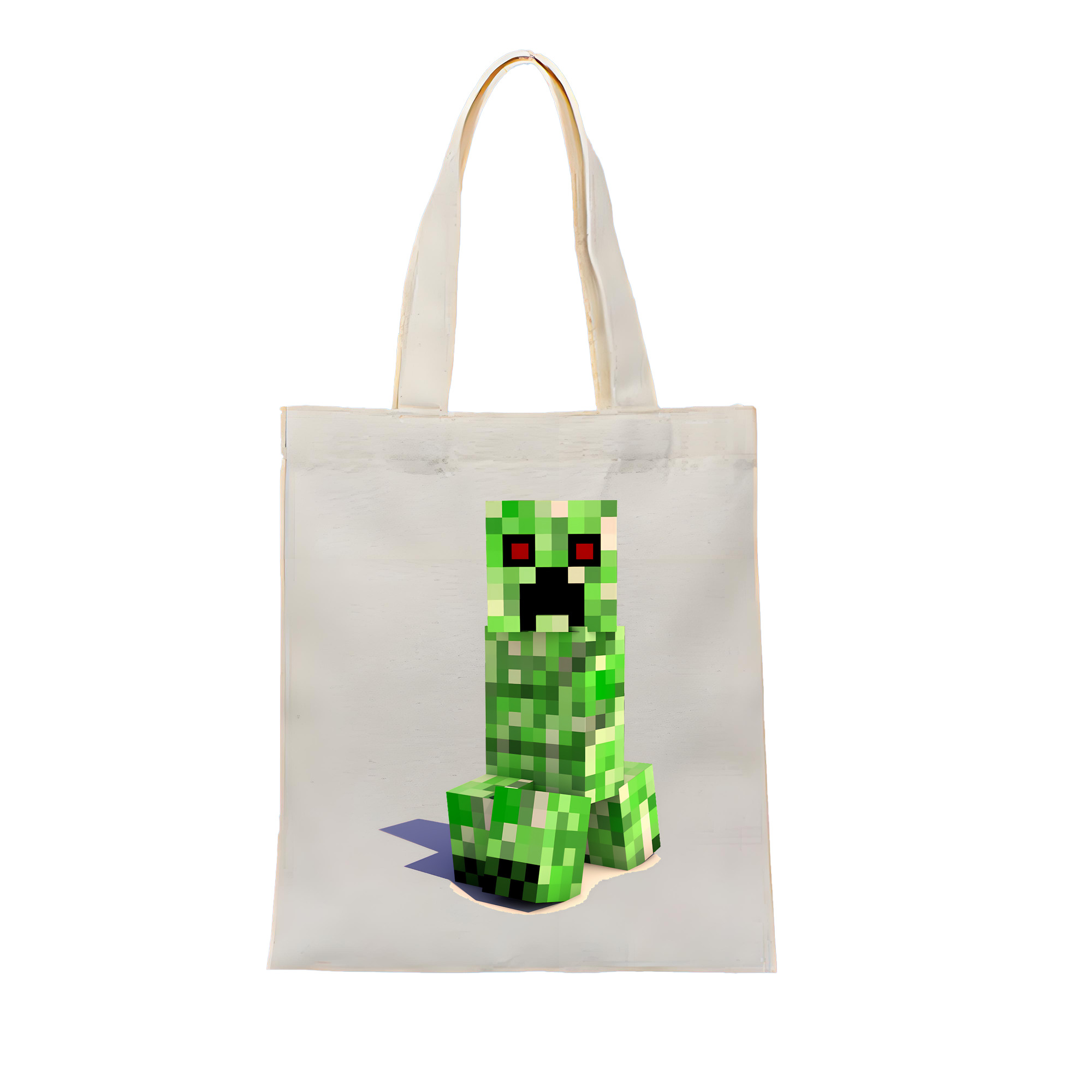 （画像用） マインクラフト ブロックの世界 Minecraft MC Block world 縦型キャンバス生地手提げバッグ　トートバッグ