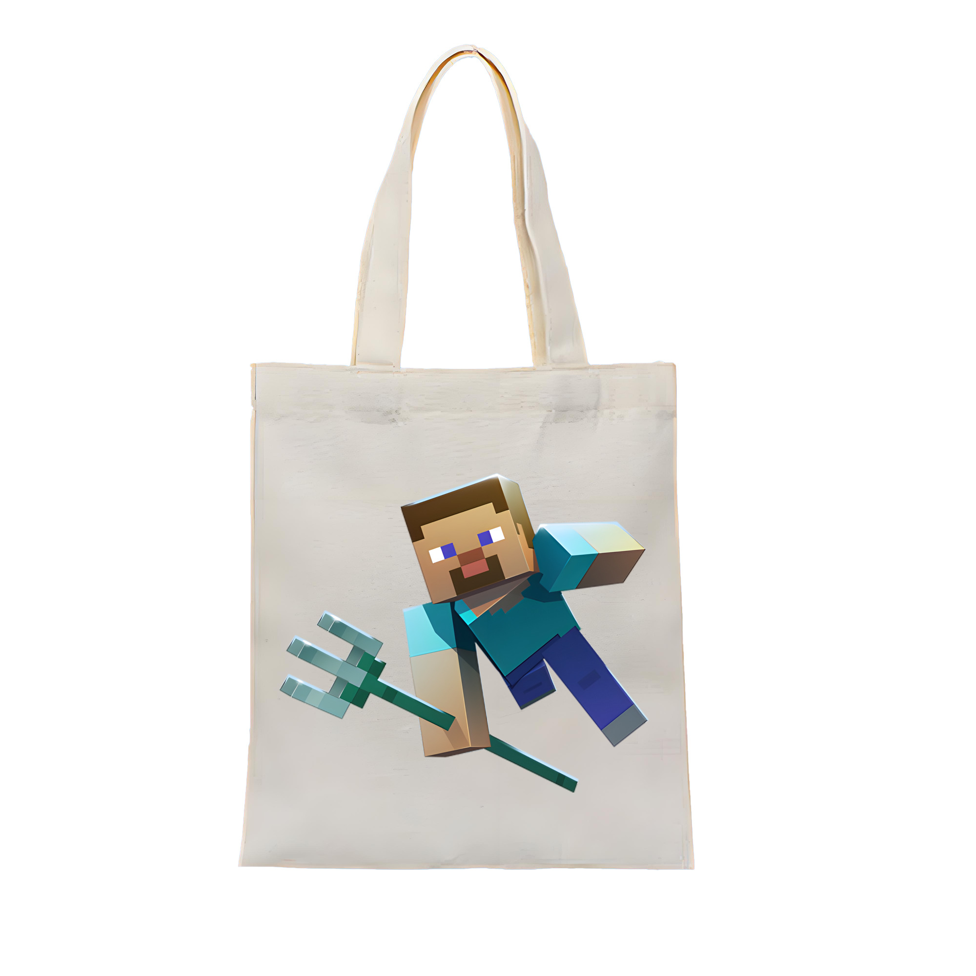 （画像用） マインクラフト ブロックの世界 Minecraft MC Block world 縦型キャンバス生地手提げバッグ　トートバッグ