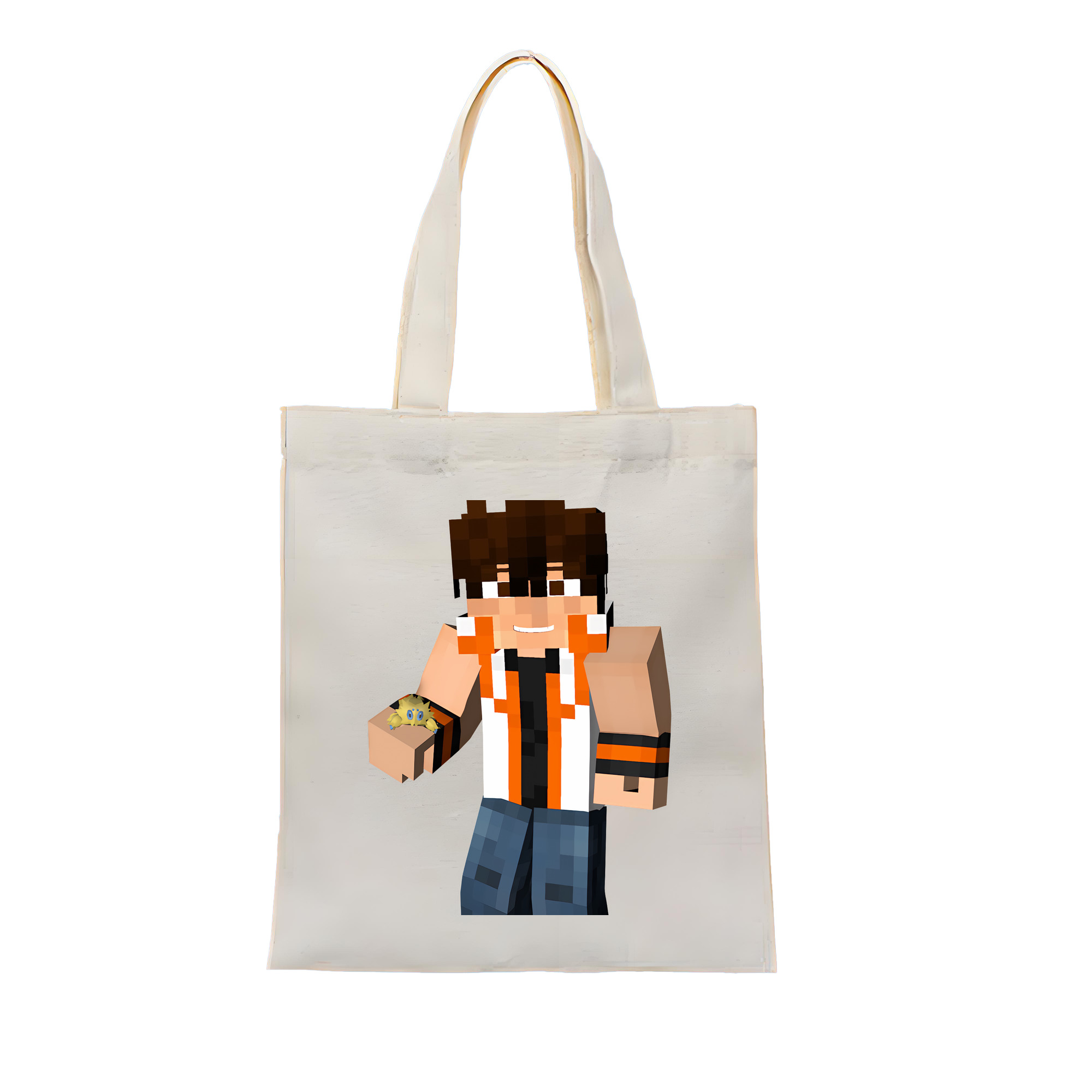 （画像用） マインクラフト ブロックの世界 Minecraft MC Block world 縦型キャンバス生地手提げバッグ　トートバッグ