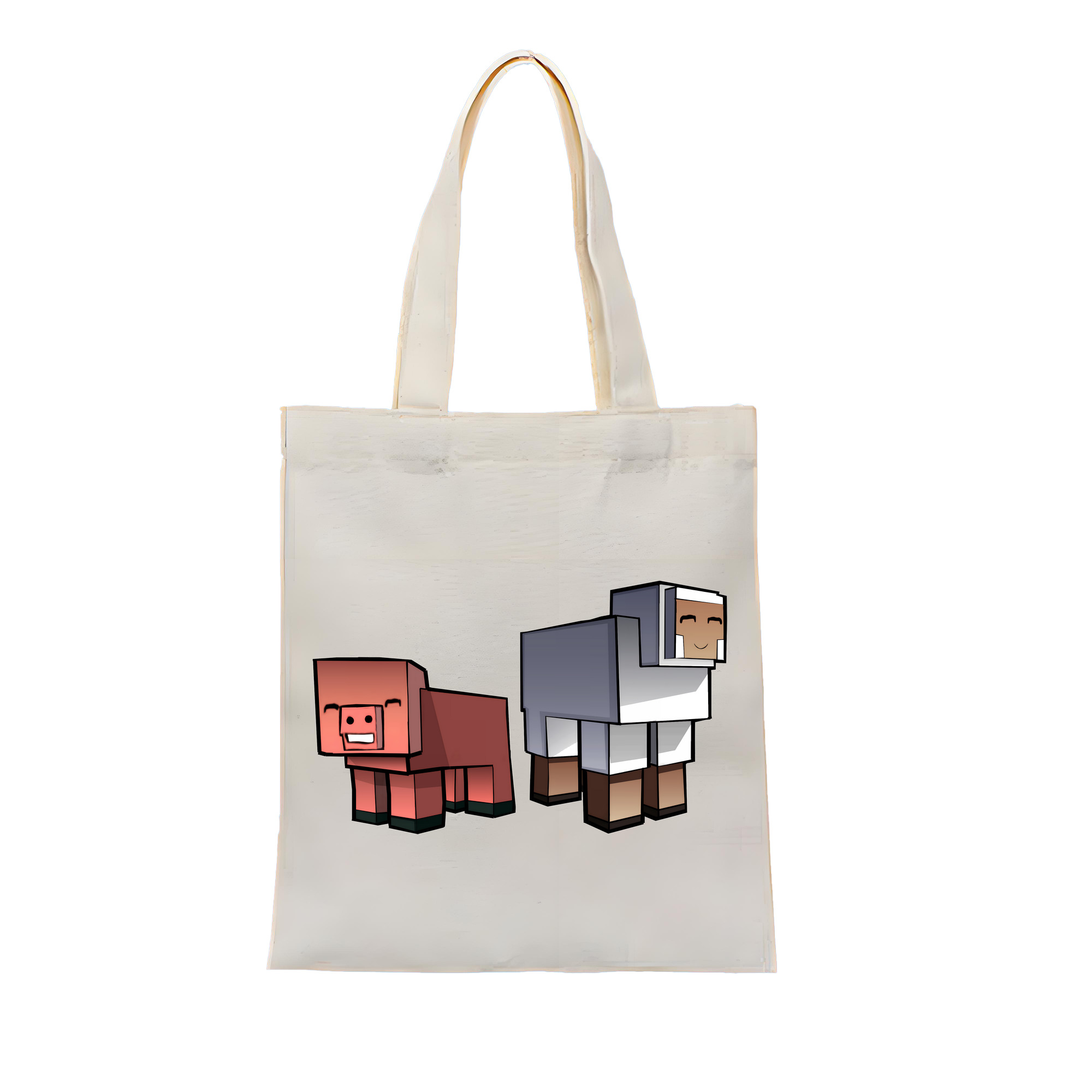 （画像用） マインクラフト ブロックの世界 Minecraft MC Block world 縦型キャンバス生地手提げバッグ　トートバッグ