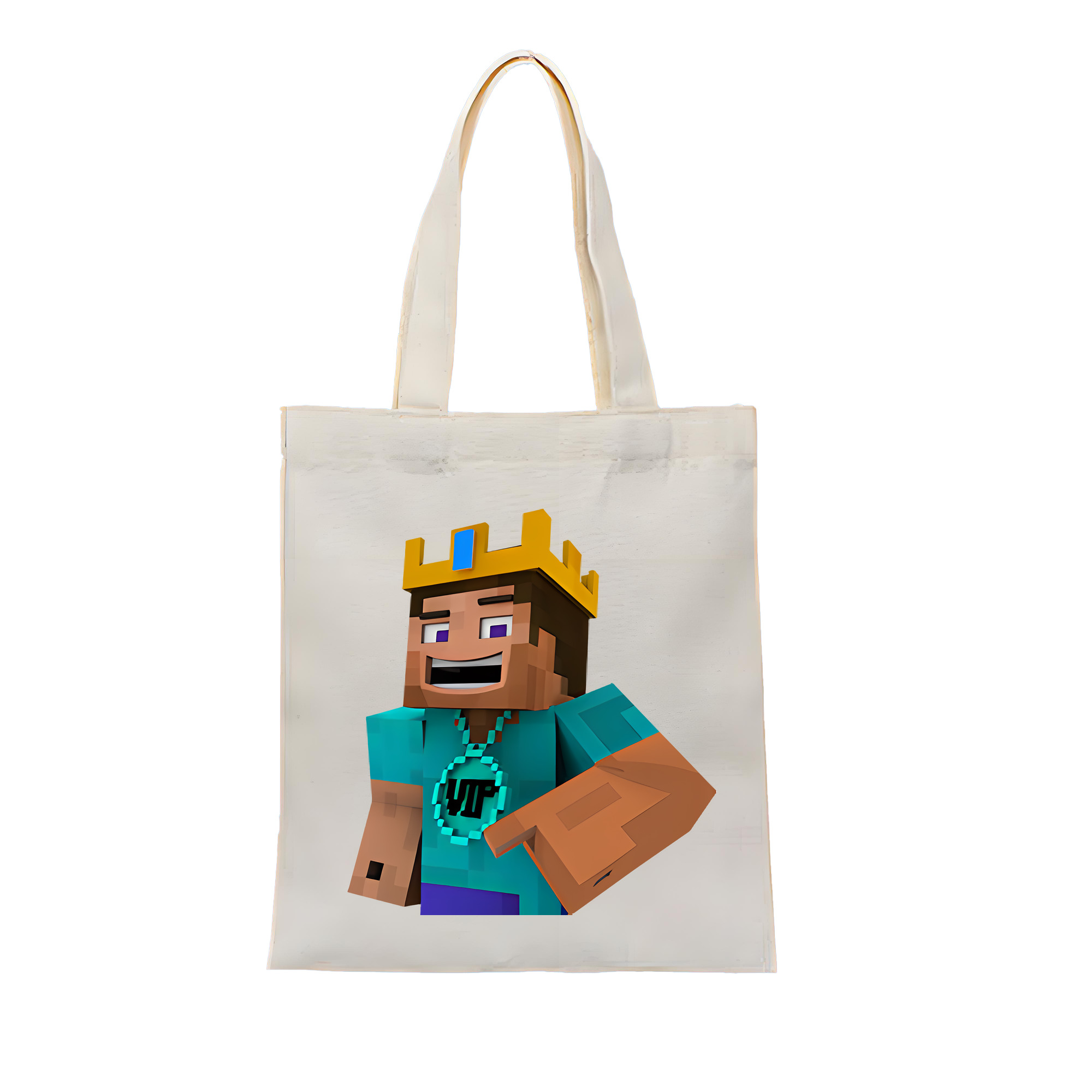 （画像用） マインクラフト ブロックの世界 Minecraft MC Block world 縦型キャンバス生地手提げバッグ　トートバッグ
