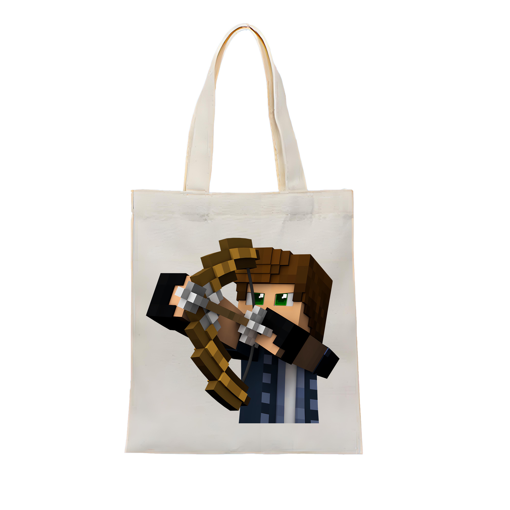 （画像用） マインクラフト ブロックの世界 Minecraft MC Block world 縦型キャンバス生地手提げバッグ　トートバッグ