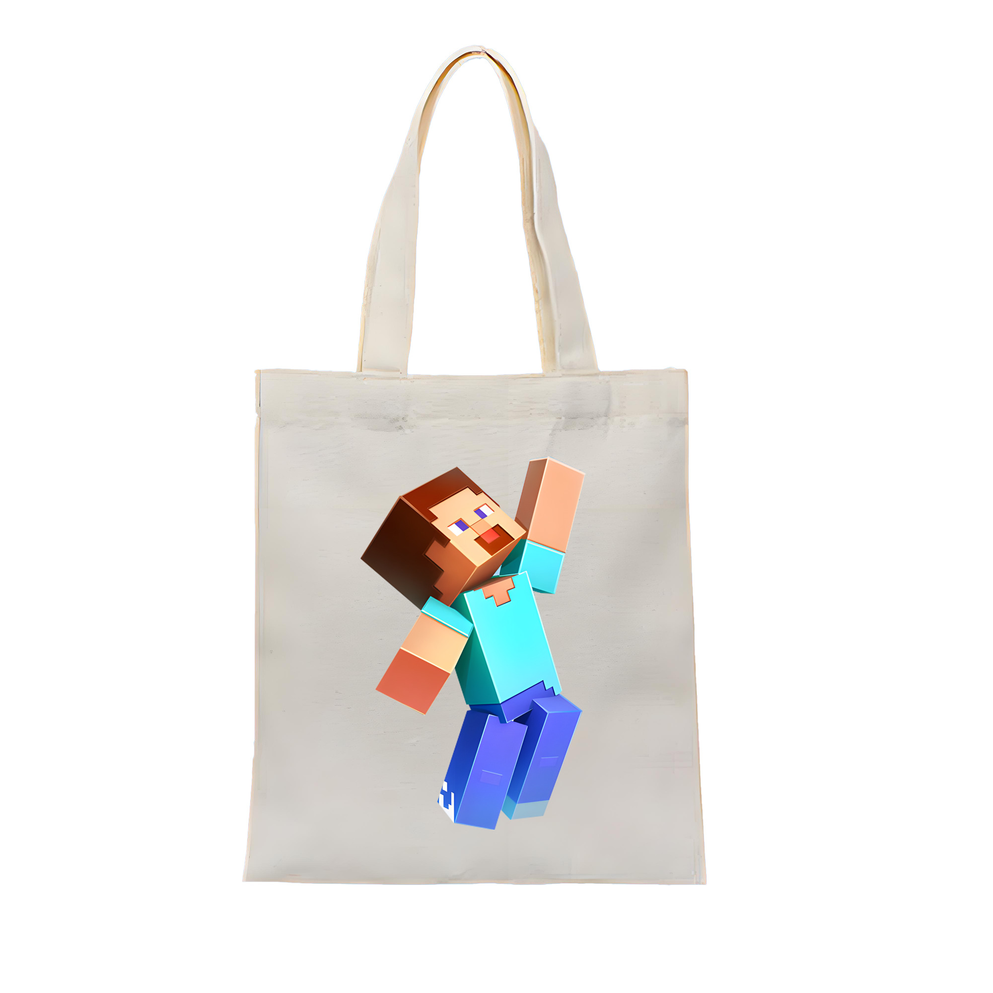 （画像用） マインクラフト ブロックの世界 Minecraft MC Block world 縦型キャンバス生地手提げバッグ　トートバッグ