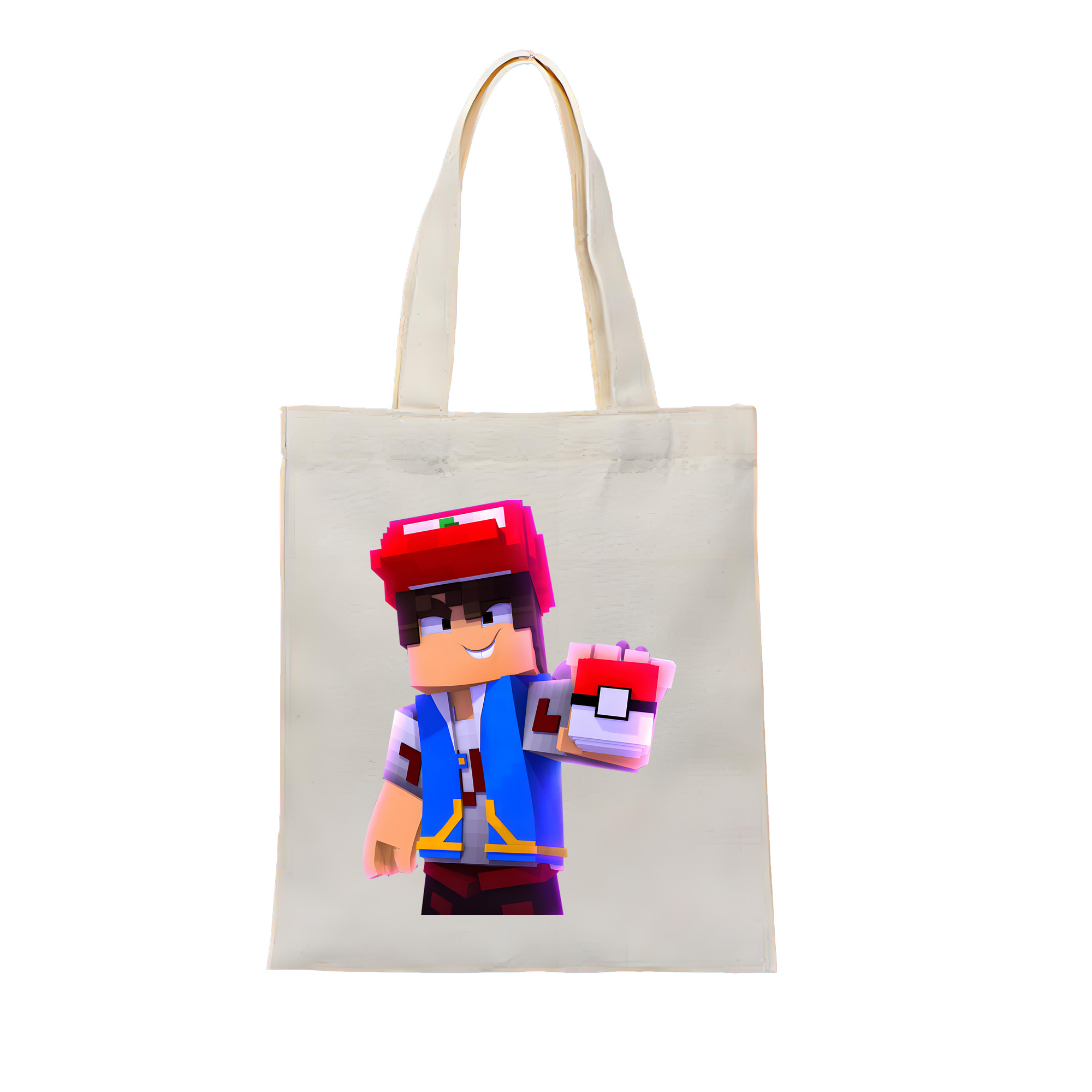 （画像用） マインクラフト ブロックの世界 Minecraft MC Block world 縦型キャンバス生地手提げバッグ　トートバッグ