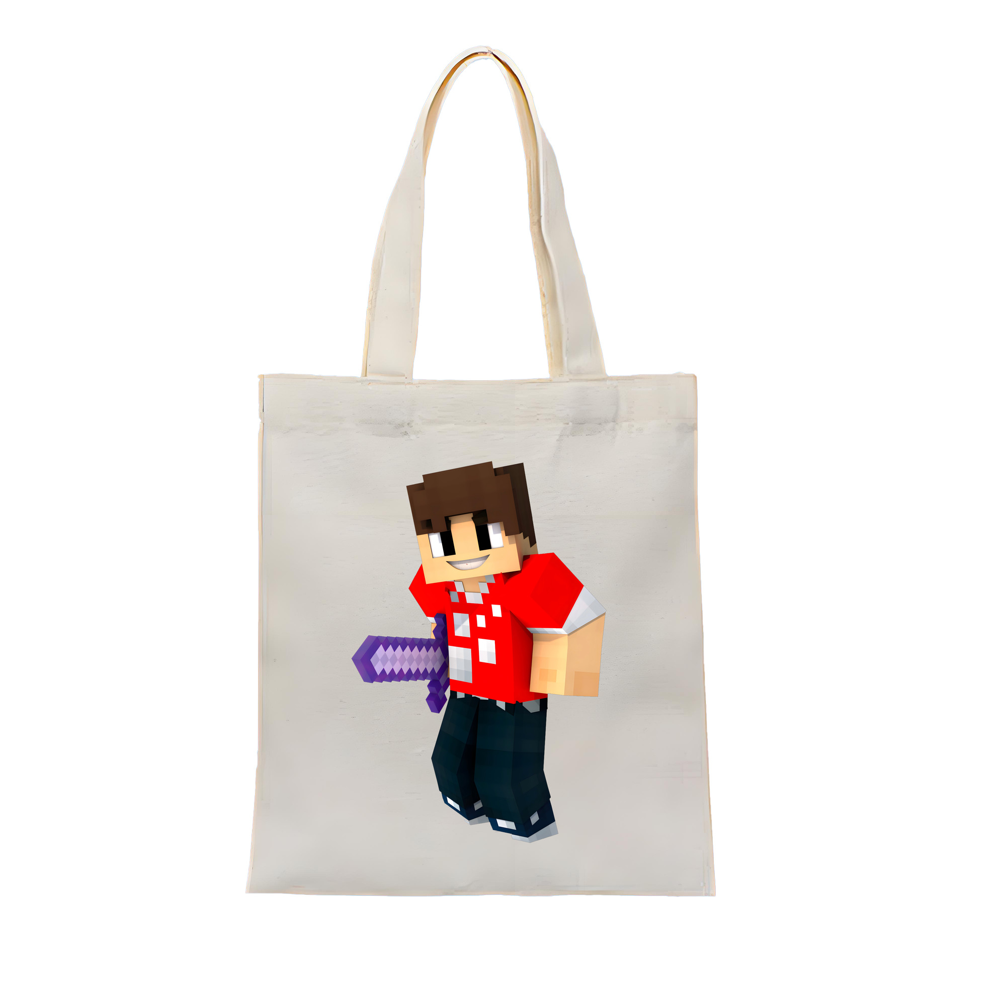 （画像用） マインクラフト ブロックの世界 Minecraft MC Block world 縦型キャンバス生地手提げバッグ　トートバッグ