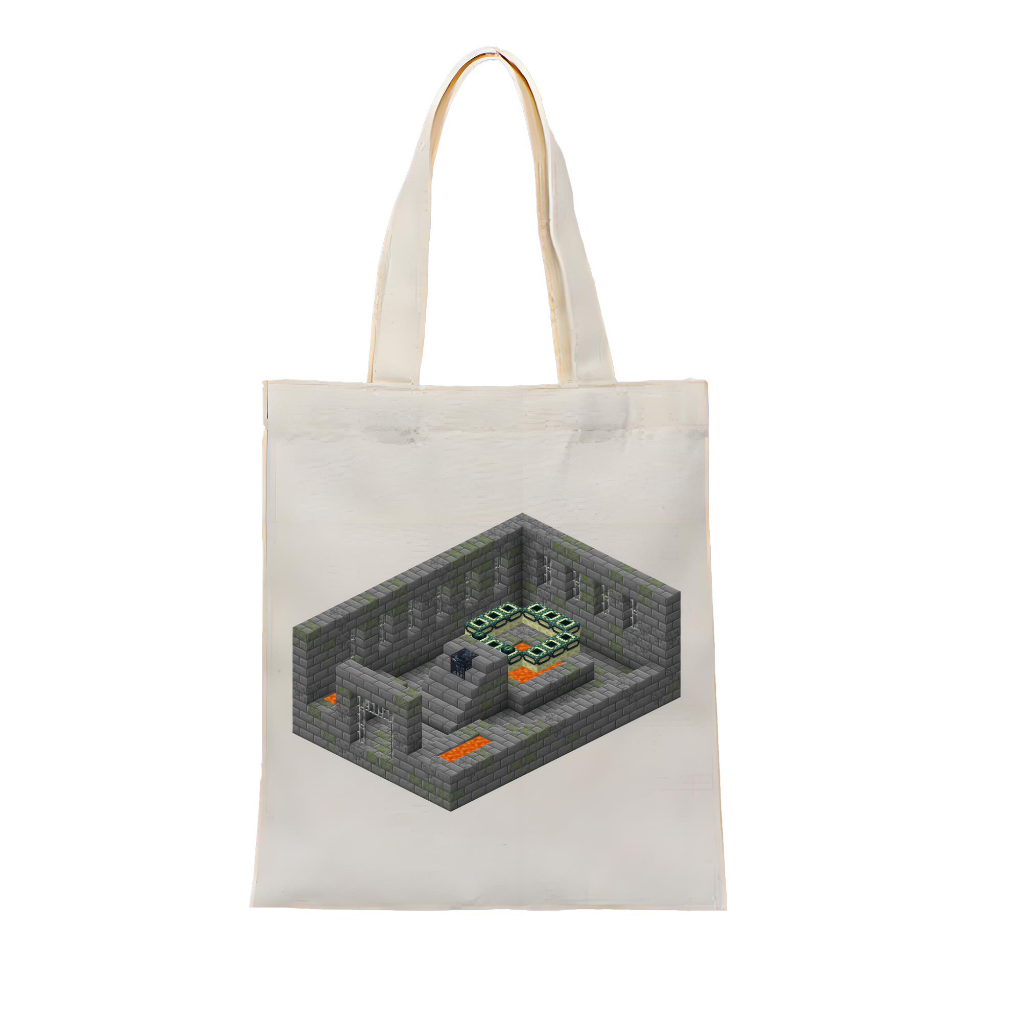 （画像用） マインクラフト ブロックの世界 Minecraft MC Block world 縦型キャンバス生地手提げバッグ　トートバッグ