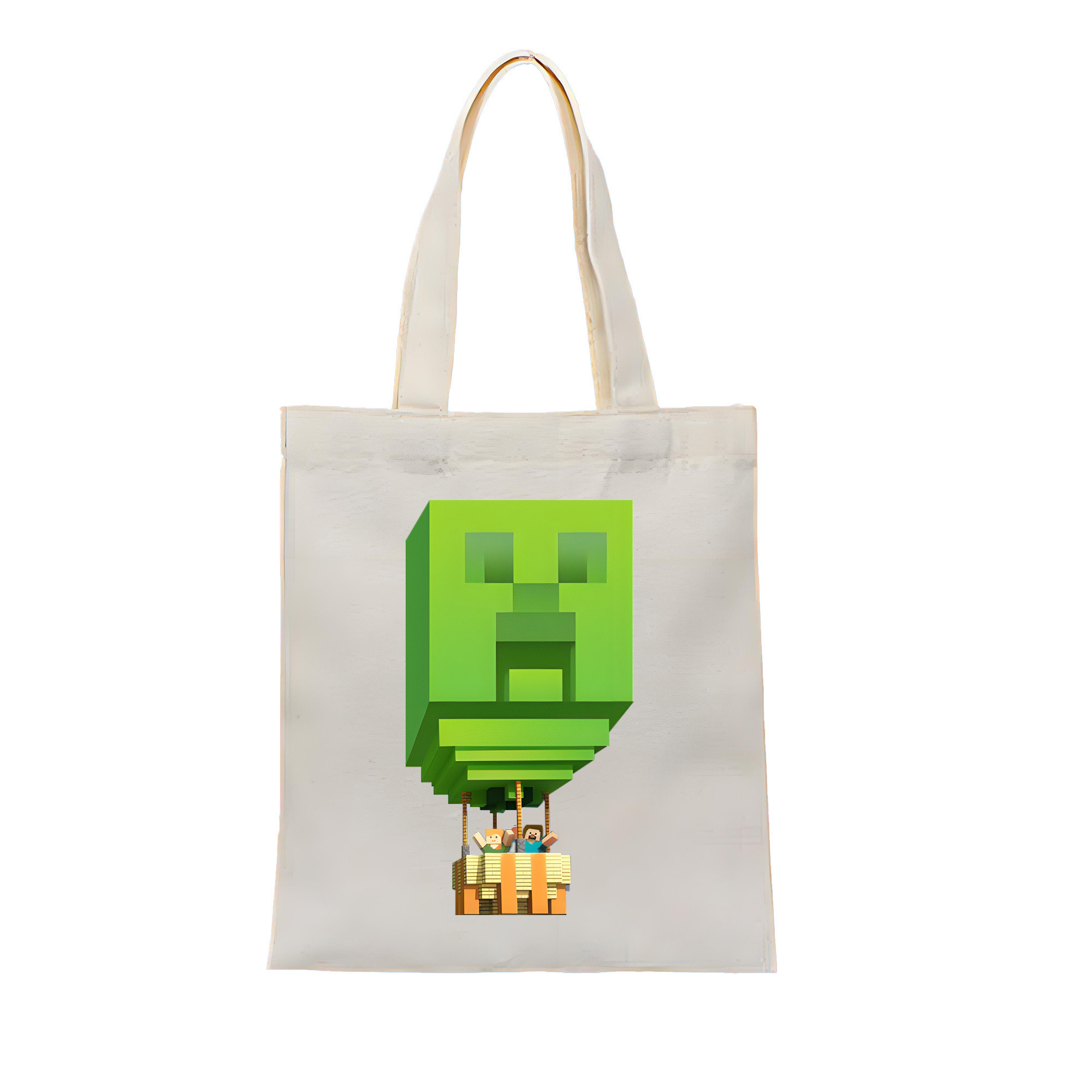 （画像用） マインクラフト ブロックの世界 Minecraft MC Block world 縦型キャンバス生地手提げバッグ　トートバッグ