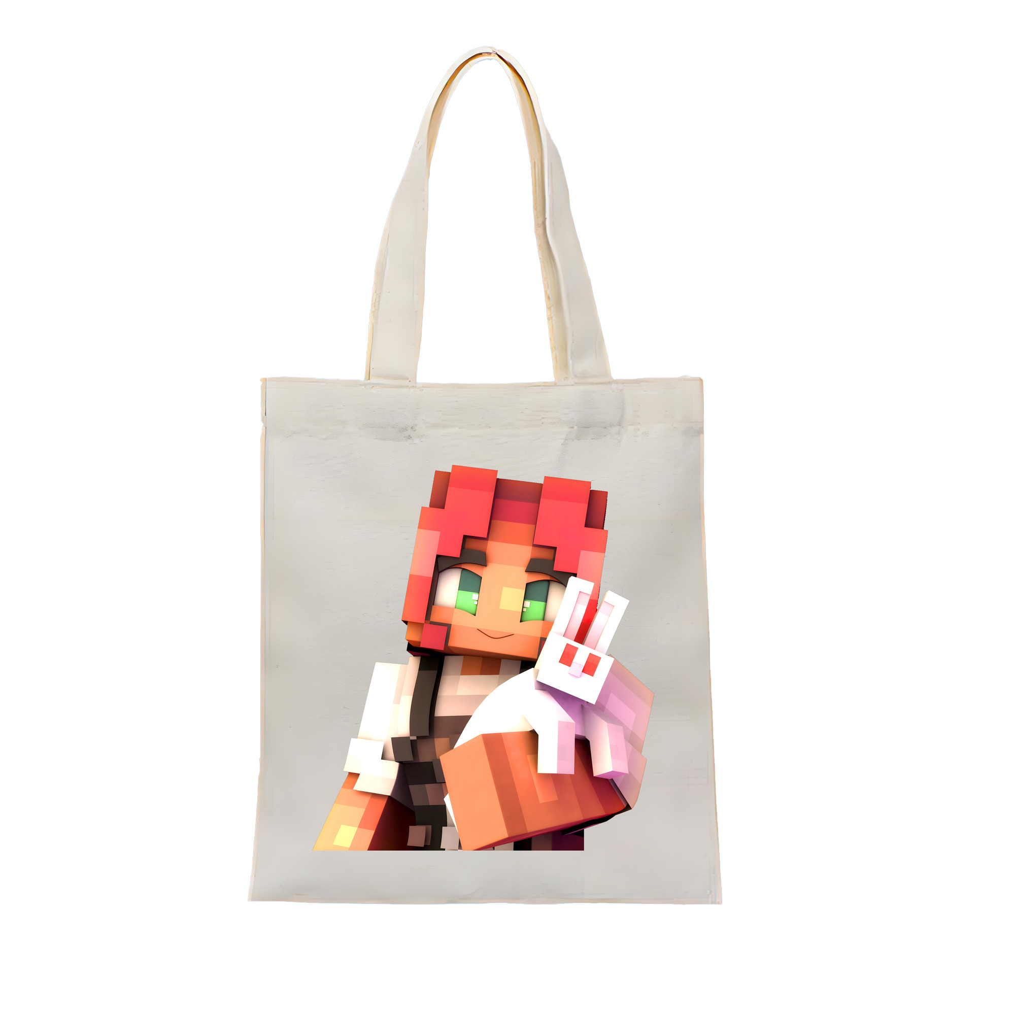 （画像用） マインクラフト ブロックの世界 Minecraft MC Block world 縦型キャンバス生地手提げバッグ　トートバッグ