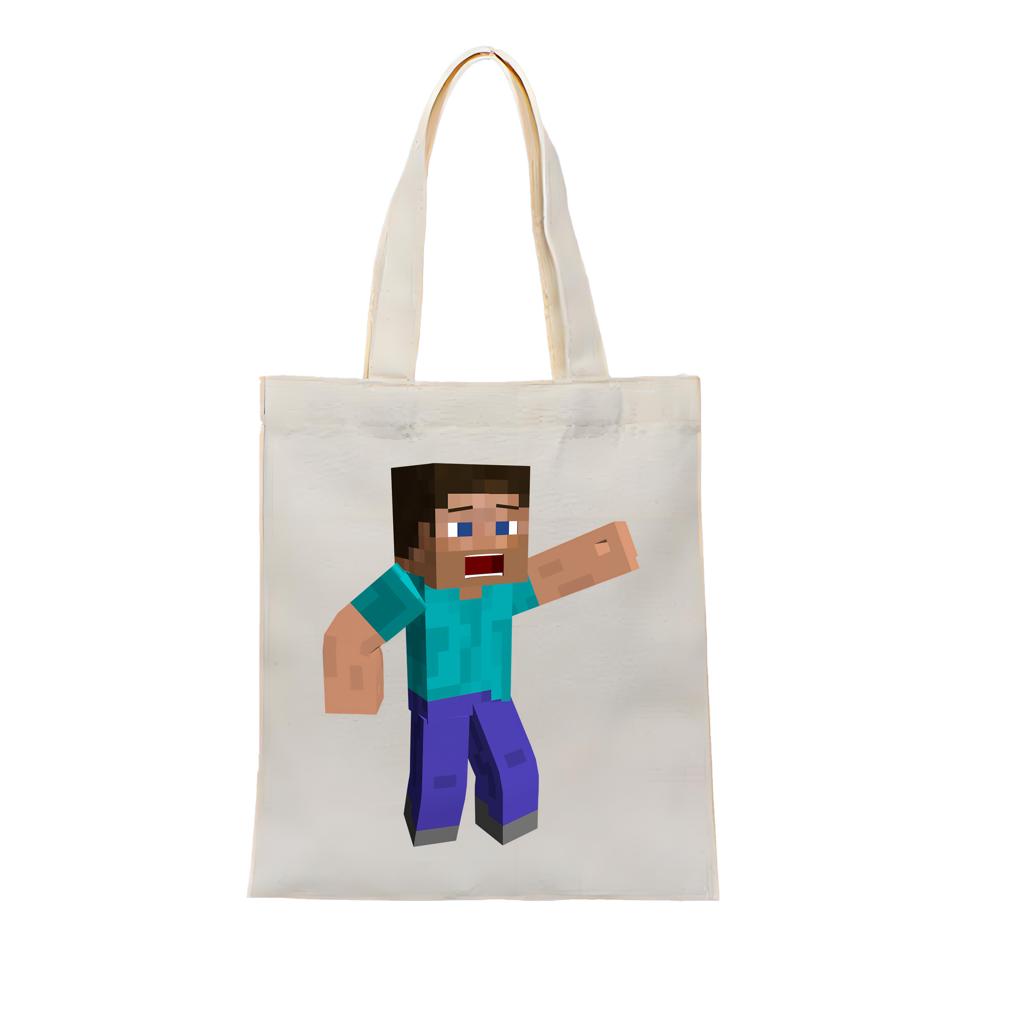 （画像用） マインクラフト ブロックの世界 Minecraft MC Block world 縦型キャンバス生地手提げバッグ　トートバッグ