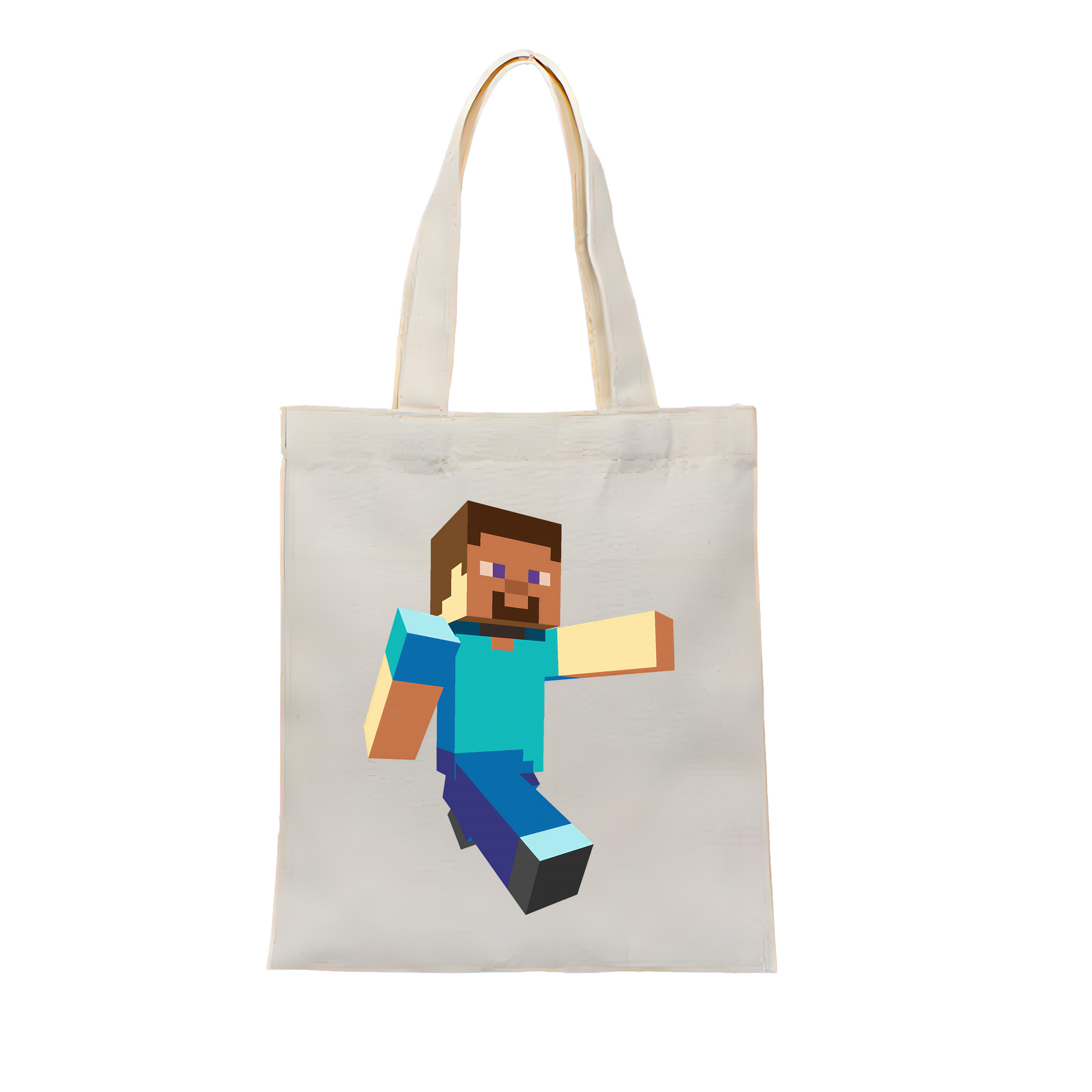 （画像用） マインクラフト ブロックの世界 Minecraft MC Block world 縦型キャンバス生地手提げバッグ　トートバッグ