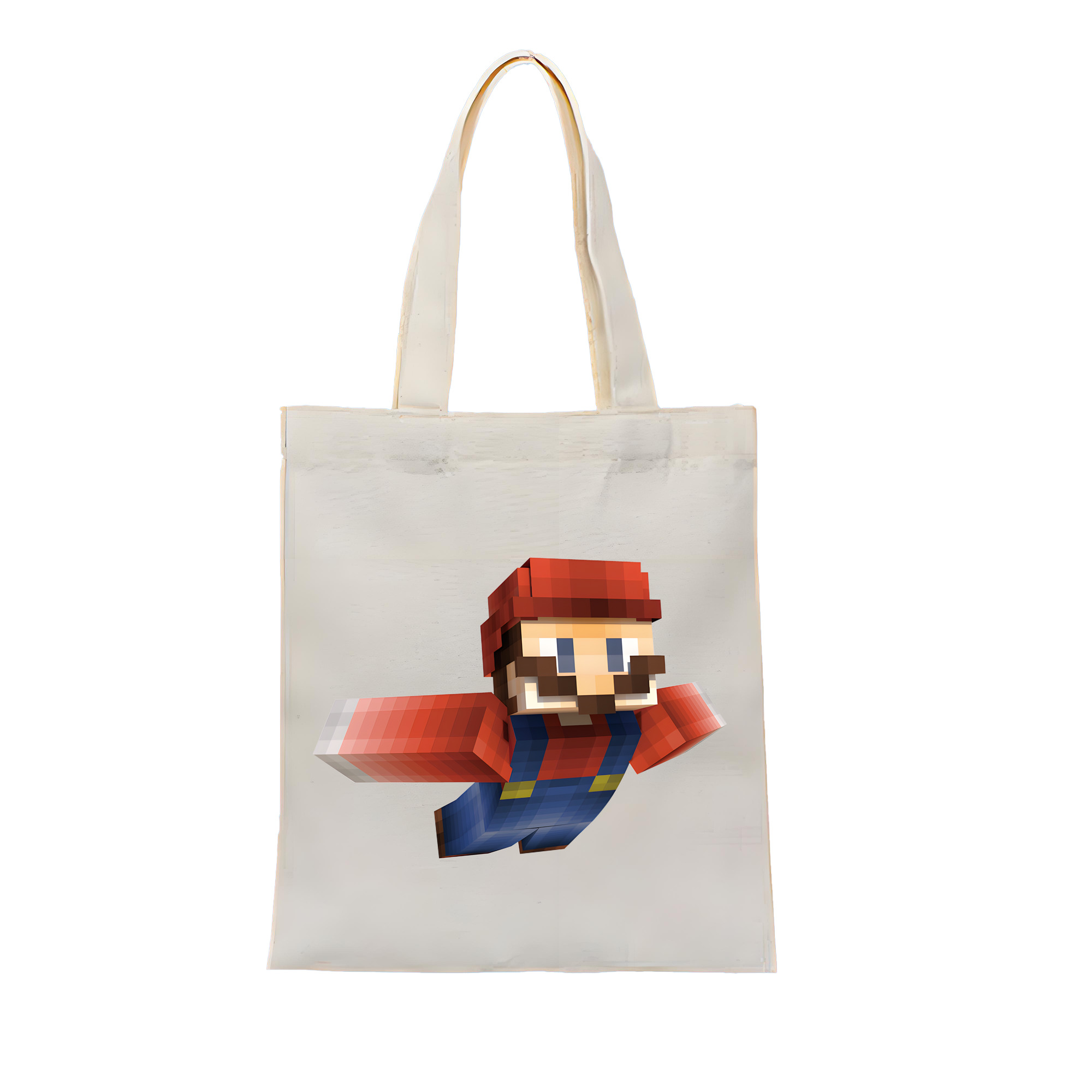 （画像用） マインクラフト ブロックの世界 Minecraft MC Block world 縦型キャンバス生地手提げバッグ　トートバッグ