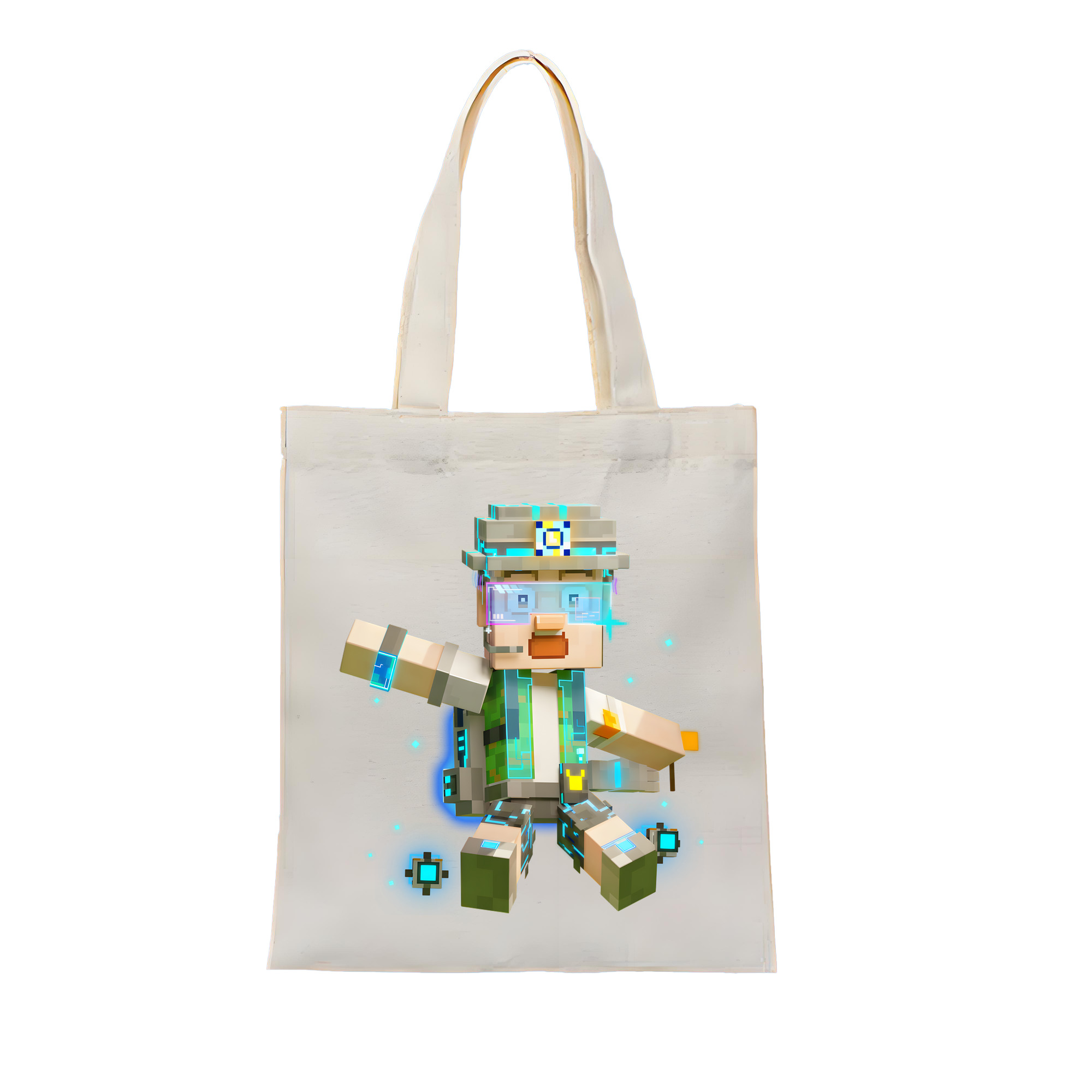 （画像用） マインクラフト ブロックの世界 Minecraft MC Block world 縦型キャンバス生地手提げバッグ　トートバッグ