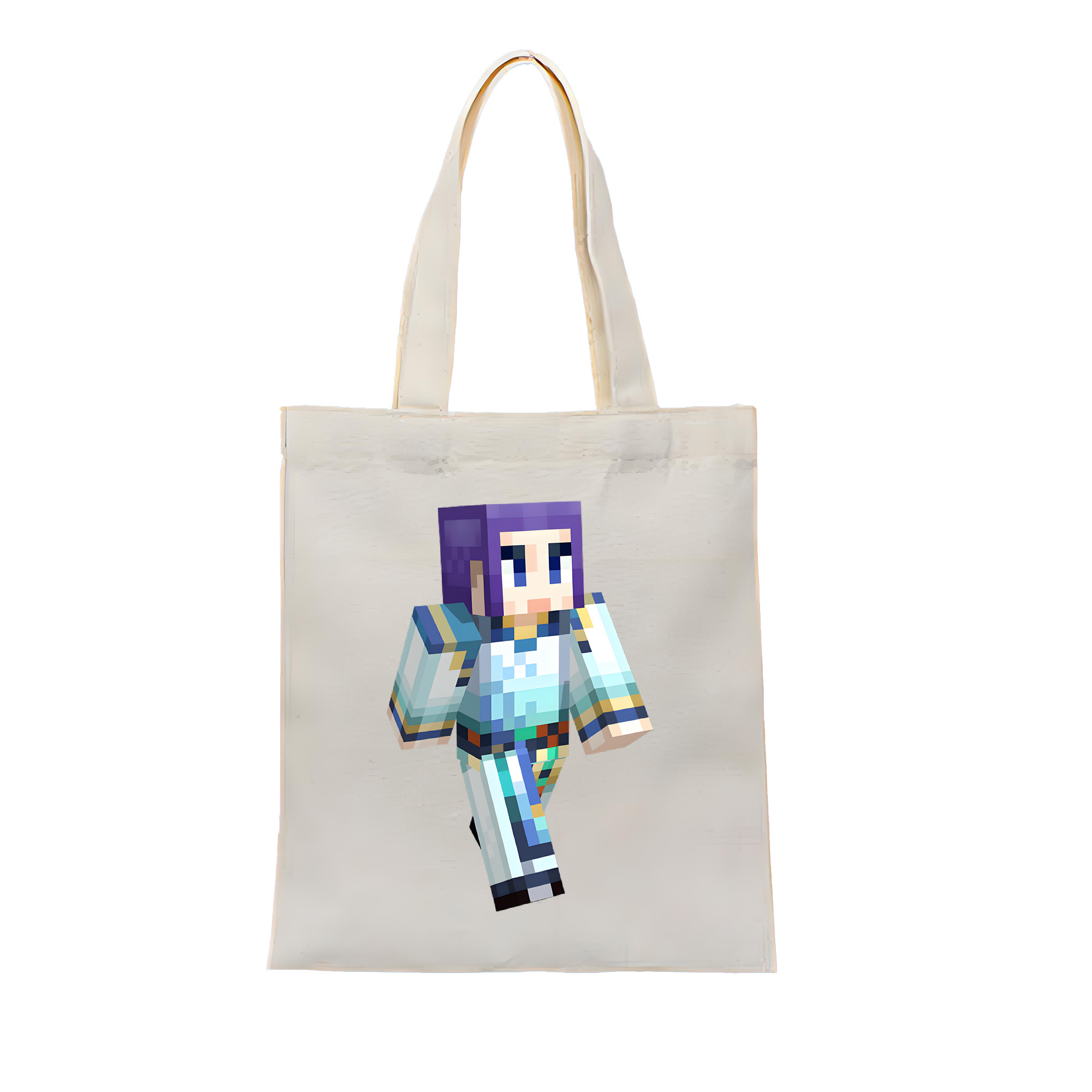 （画像用） マインクラフト ブロックの世界 Minecraft MC Block world 縦型キャンバス生地手提げバッグ　トートバッグ