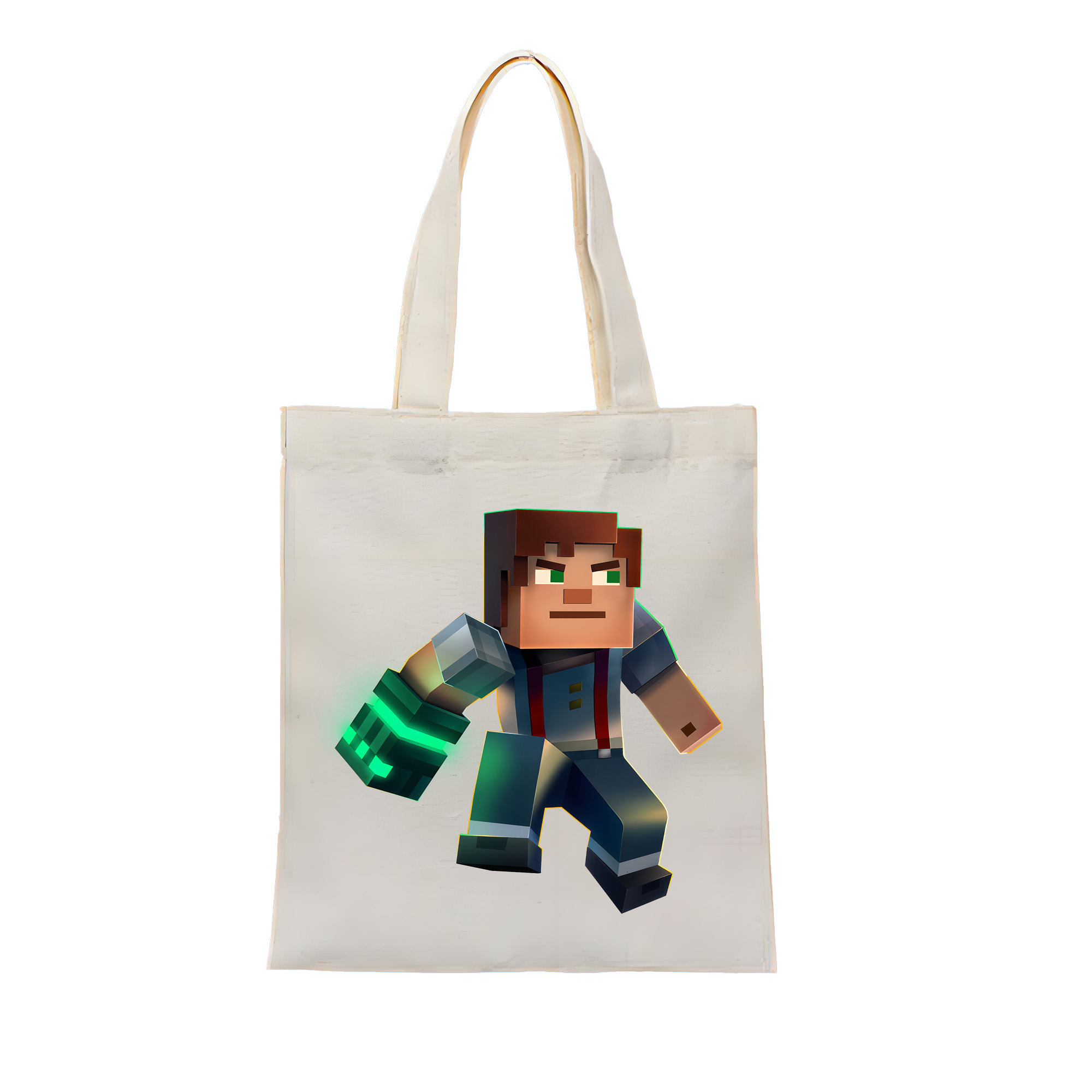 （画像用） マインクラフト ブロックの世界 Minecraft MC Block world 縦型キャンバス生地手提げバッグ　トートバッグ
