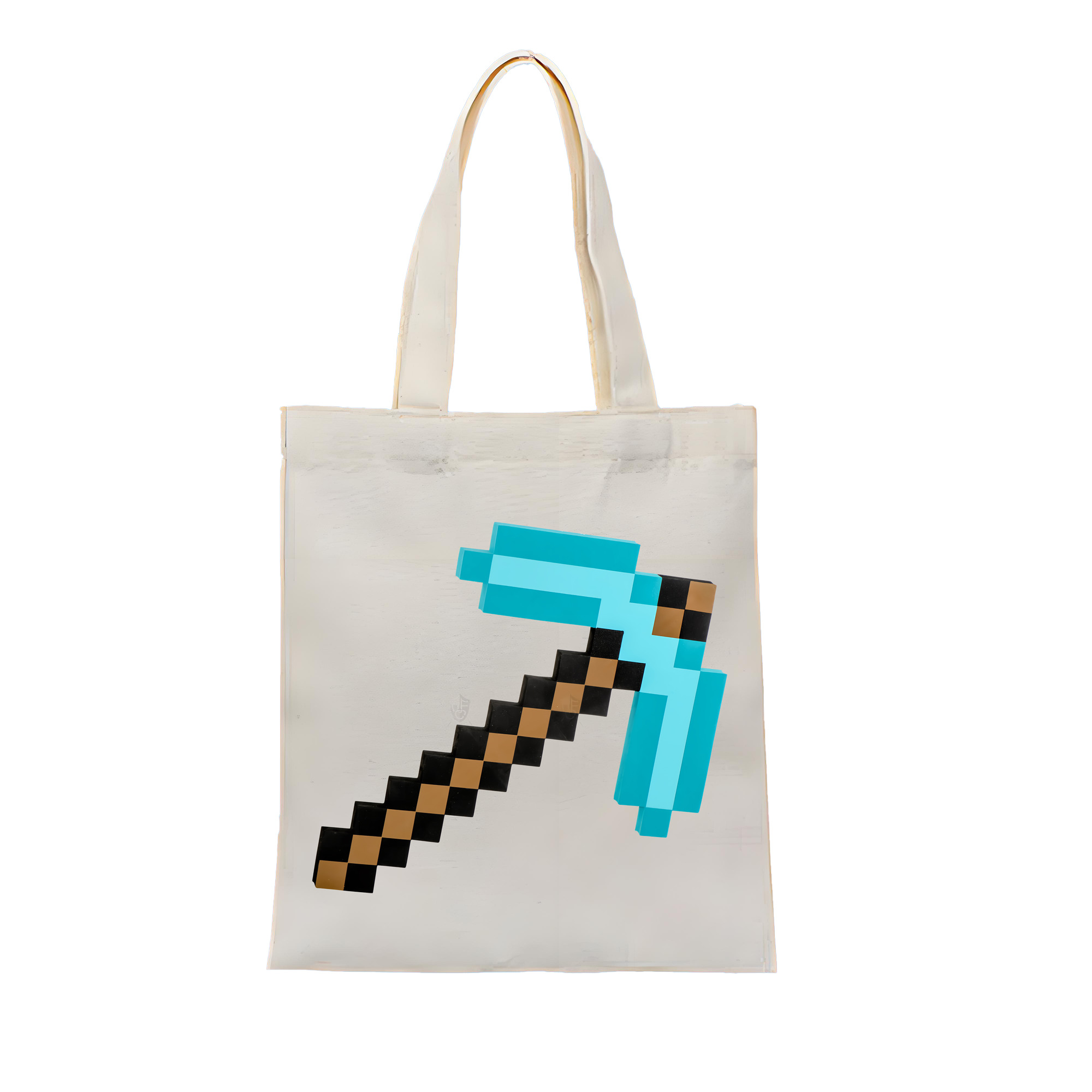（画像用） マインクラフト ブロックの世界 Minecraft MC Block world 縦型キャンバス生地手提げバッグ　トートバッグ