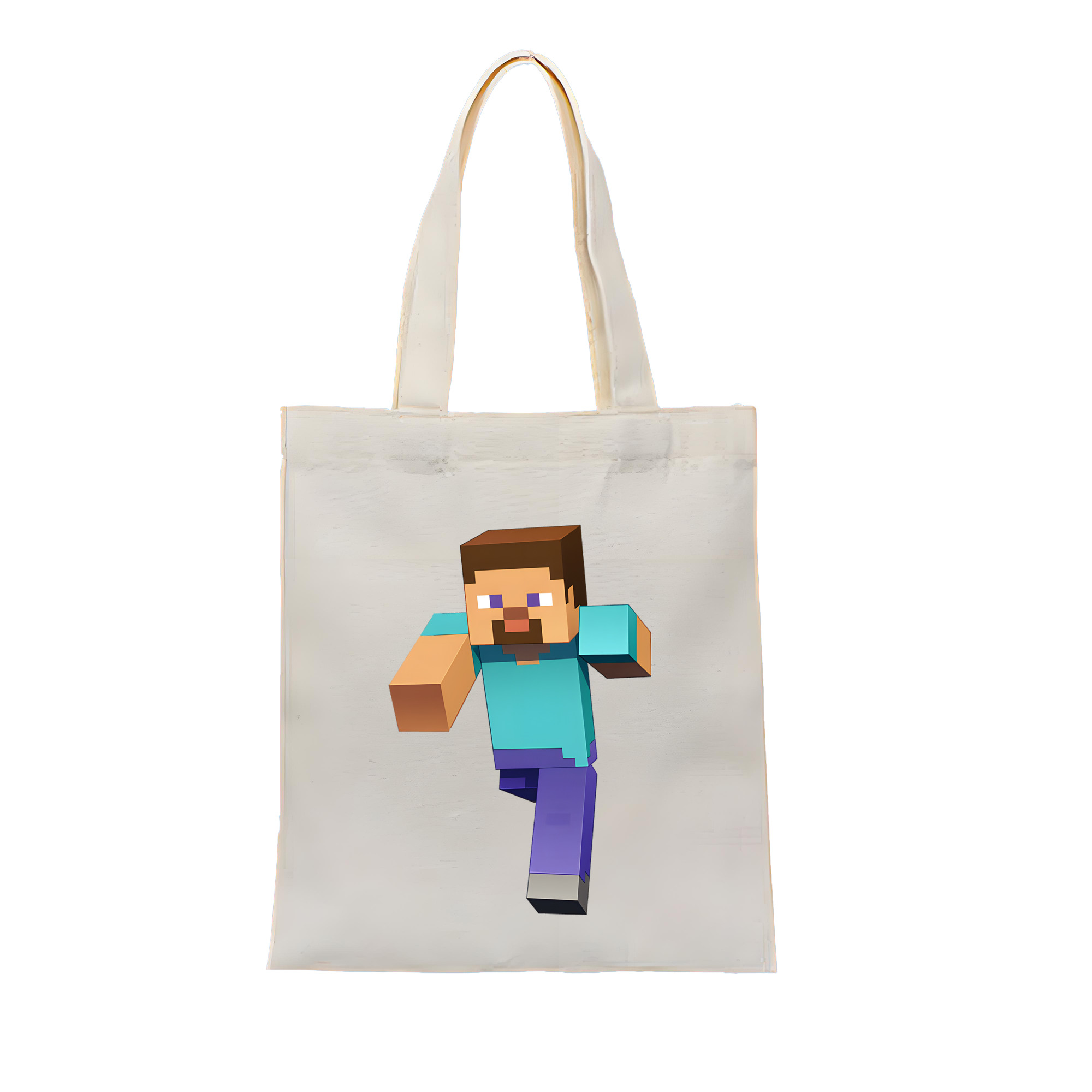 （画像用） マインクラフト ブロックの世界 Minecraft MC Block world 縦型キャンバス生地手提げバッグ　トートバッグ