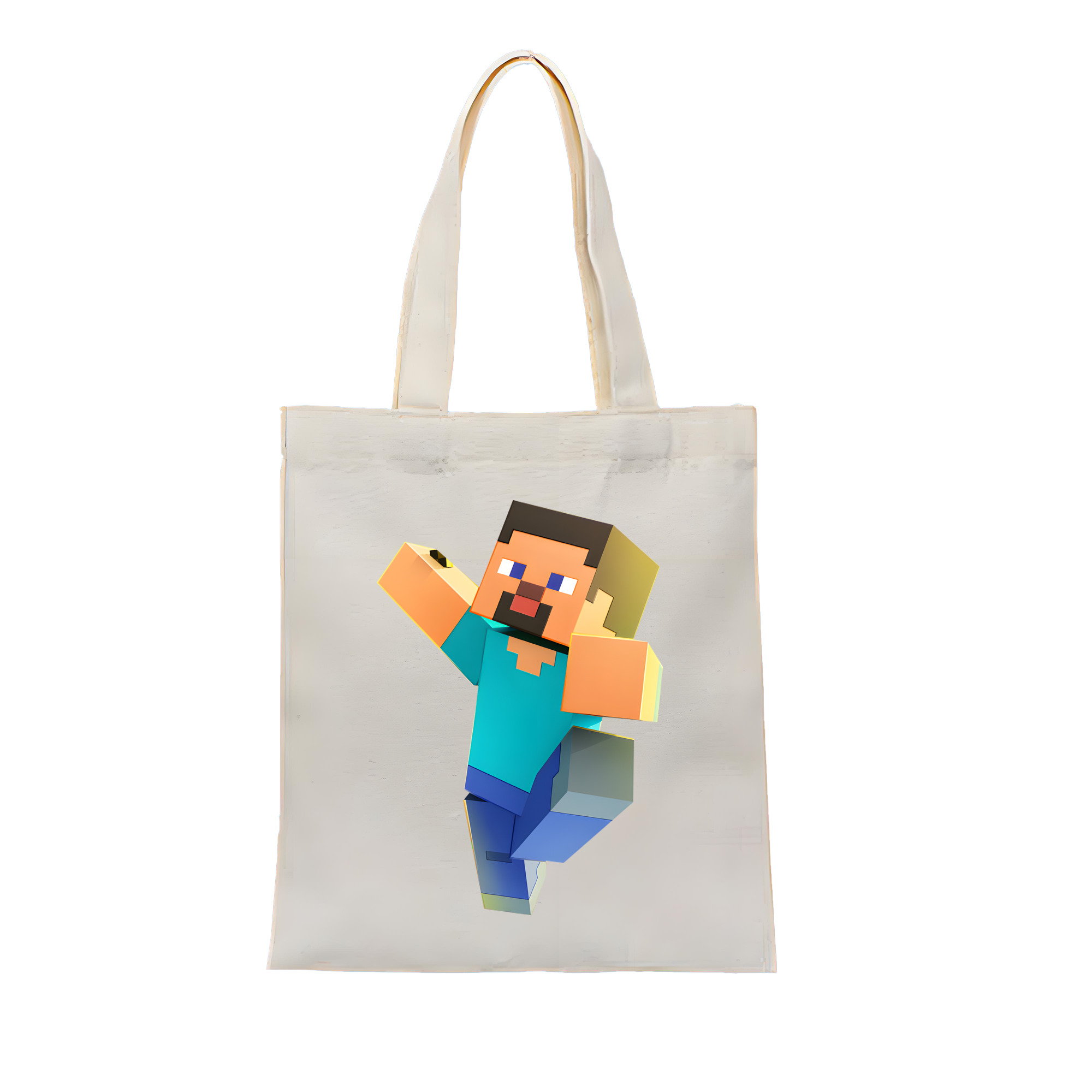 （画像用） マインクラフト ブロックの世界 Minecraft MC Block world 縦型キャンバス生地手提げバッグ　トートバッグ