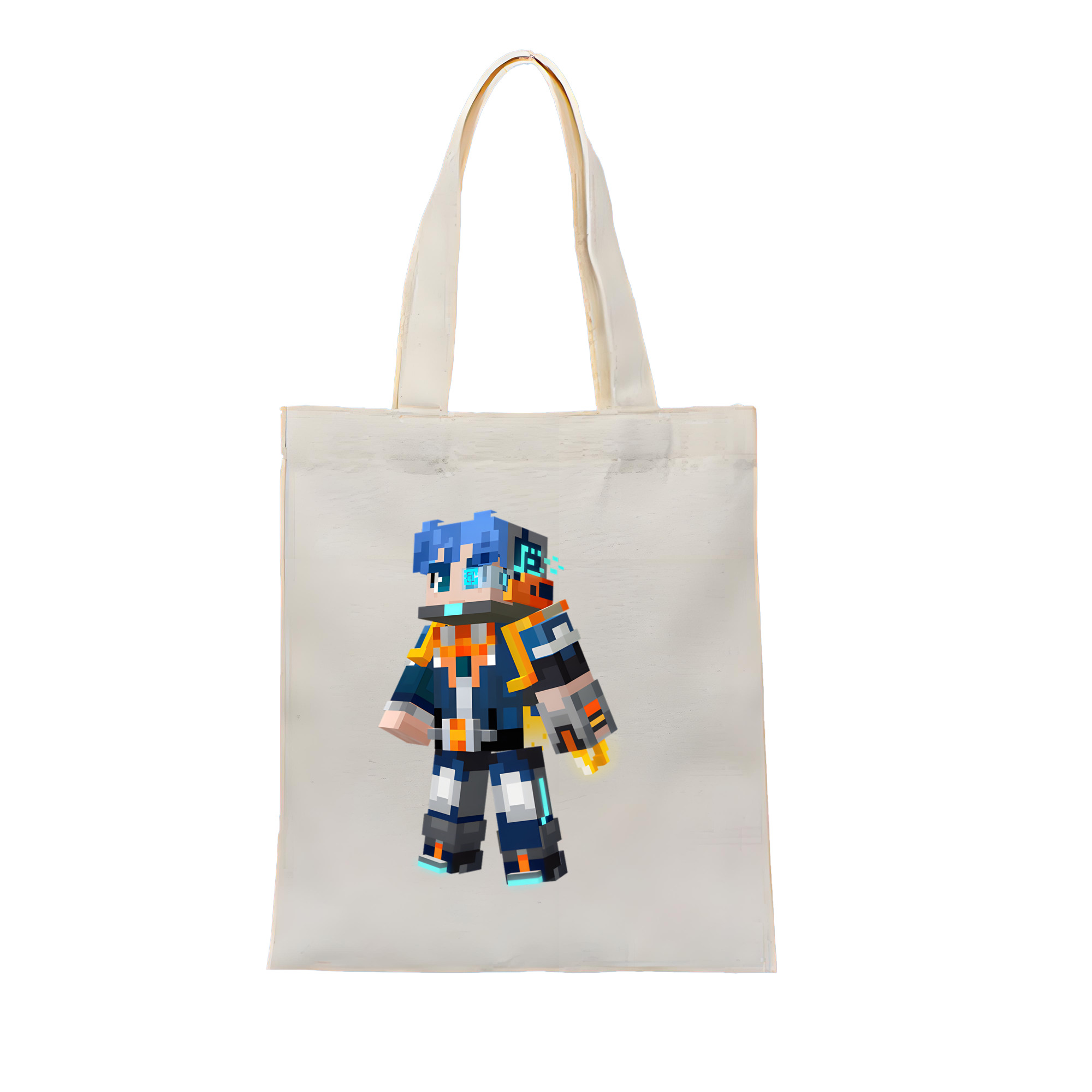 （画像用） マインクラフト ブロックの世界 Minecraft MC Block world 縦型キャンバス生地手提げバッグ　トートバッグ