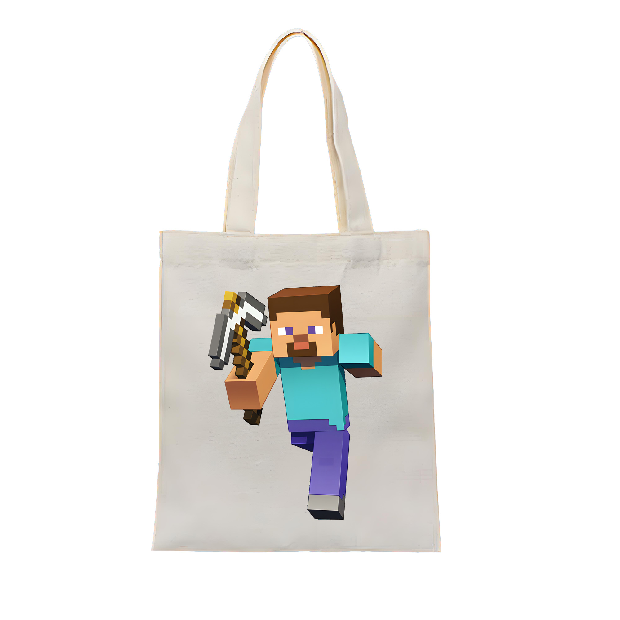（画像用） マインクラフト ブロックの世界 Minecraft MC Block world 縦型キャンバス生地手提げバッグ　トートバッグ