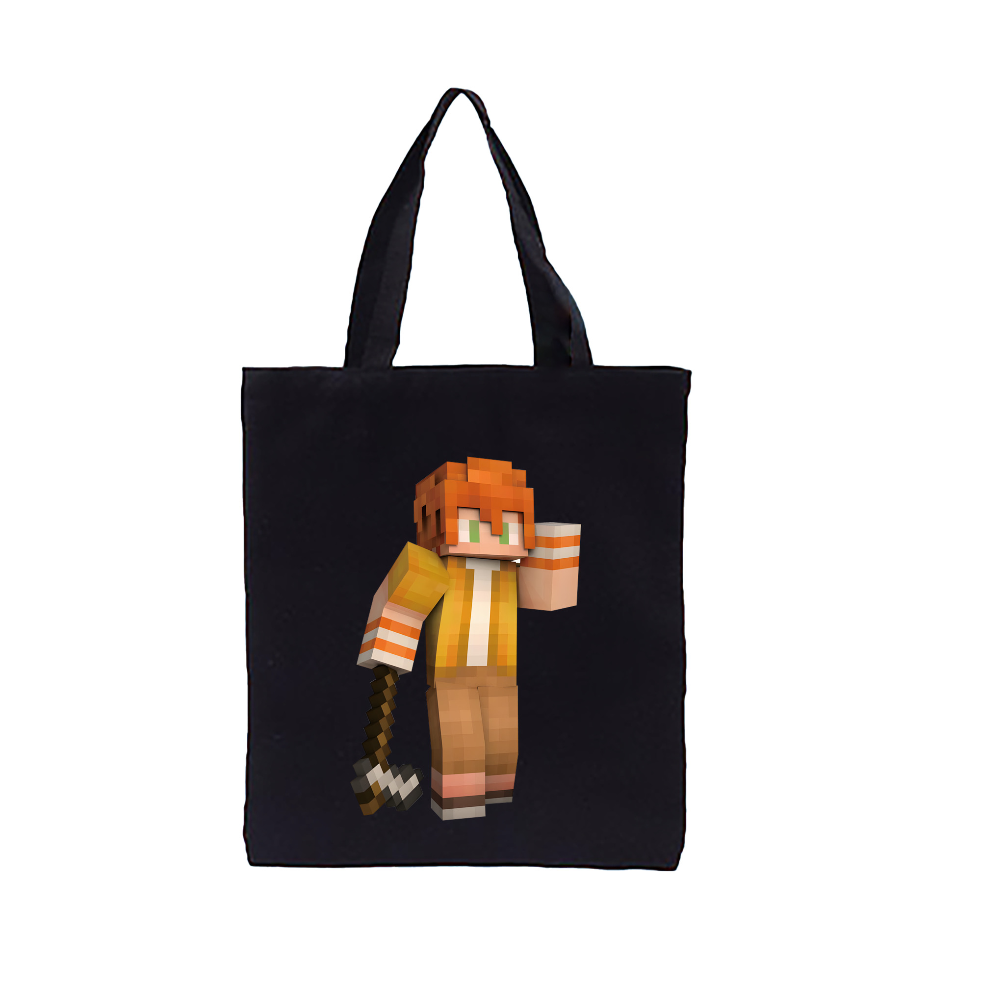 （画像用） マインクラフト ブロックの世界 Minecraft MC Block world 縦型キャンバス生地手提げバッグ　トートバッグ