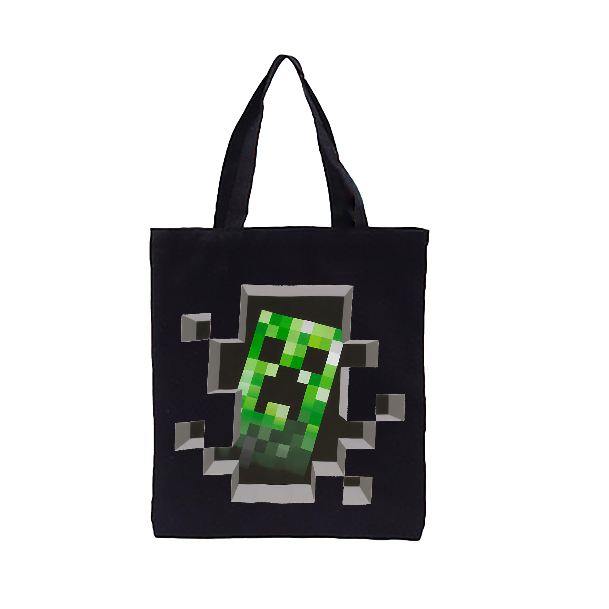 （画像用） マインクラフト ブロックの世界 Minecraft MC Block world 縦型キャンバス生地手提げバッグ　トートバッグ
