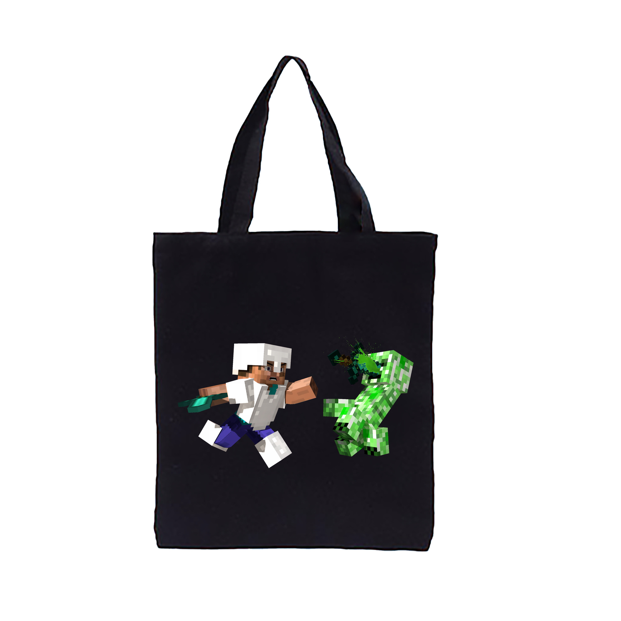 （画像用） マインクラフト ブロックの世界 Minecraft MC Block world 縦型キャンバス生地手提げバッグ　トートバッグ