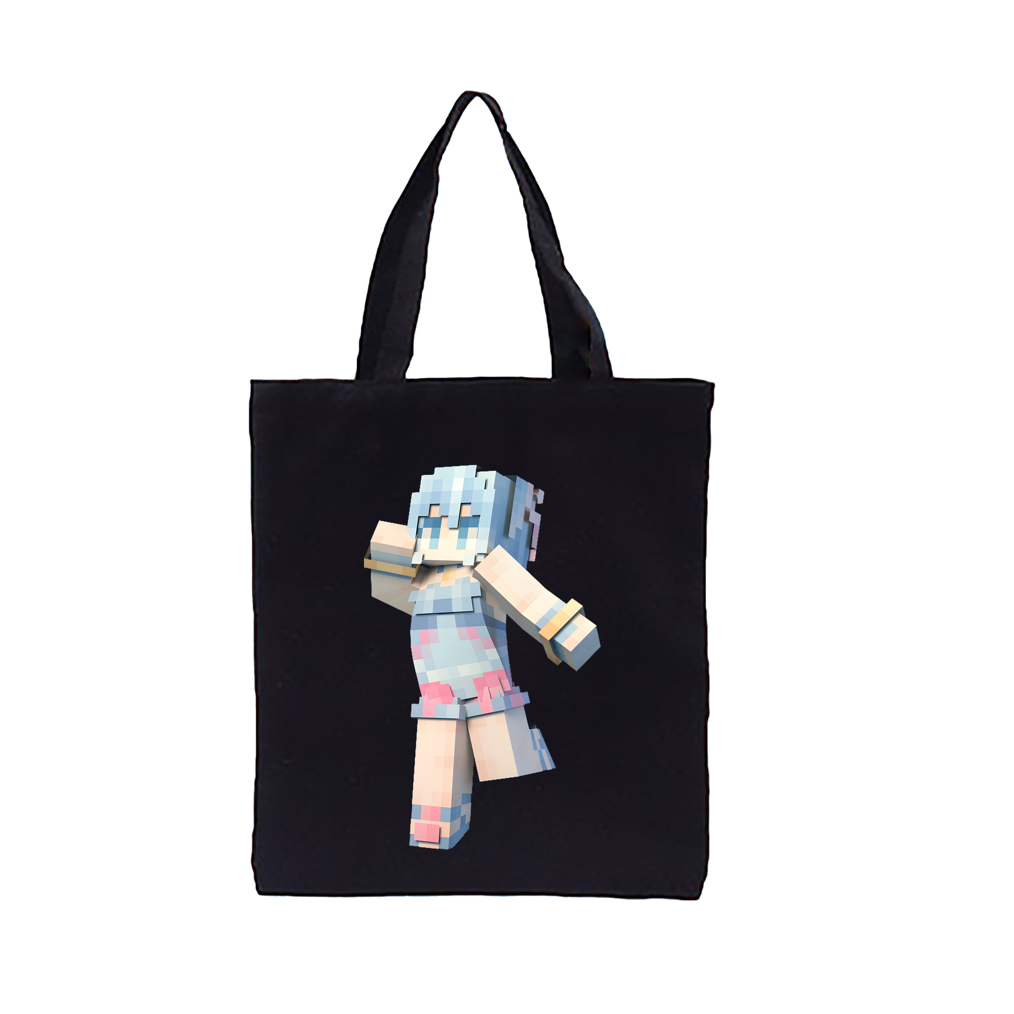 （画像用） マインクラフト ブロックの世界 Minecraft MC Block world 縦型キャンバス生地手提げバッグ　トートバッグ