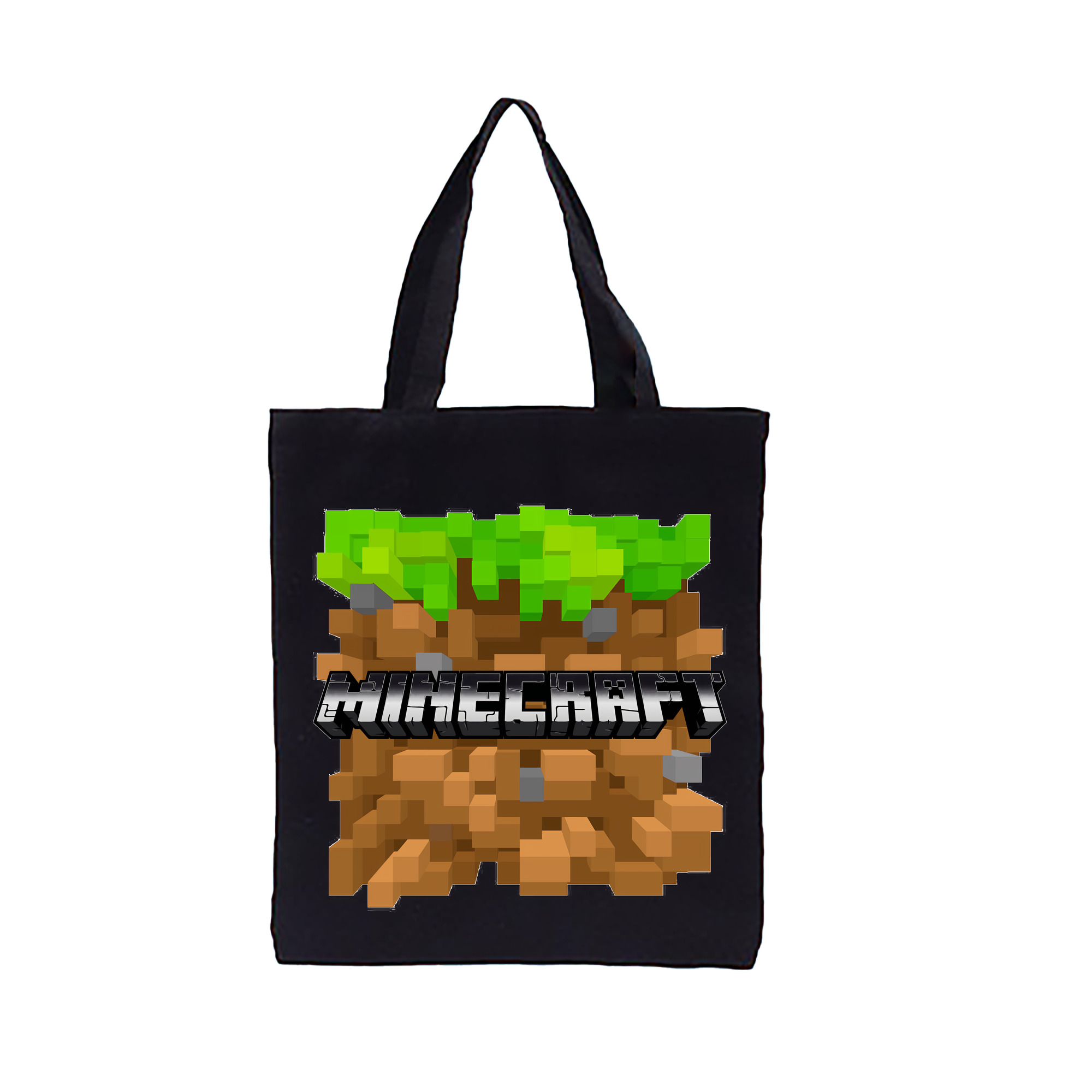 （画像用） マインクラフト ブロックの世界 Minecraft MC Block world 縦型キャンバス生地手提げバッグ　トートバッグ