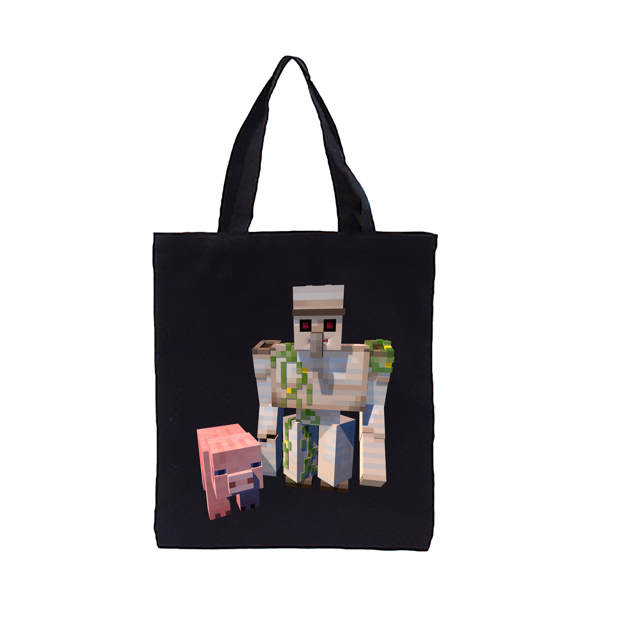 （画像用） マインクラフト ブロックの世界 Minecraft MC Block world 縦型キャンバス生地手提げバッグ　トートバッグ