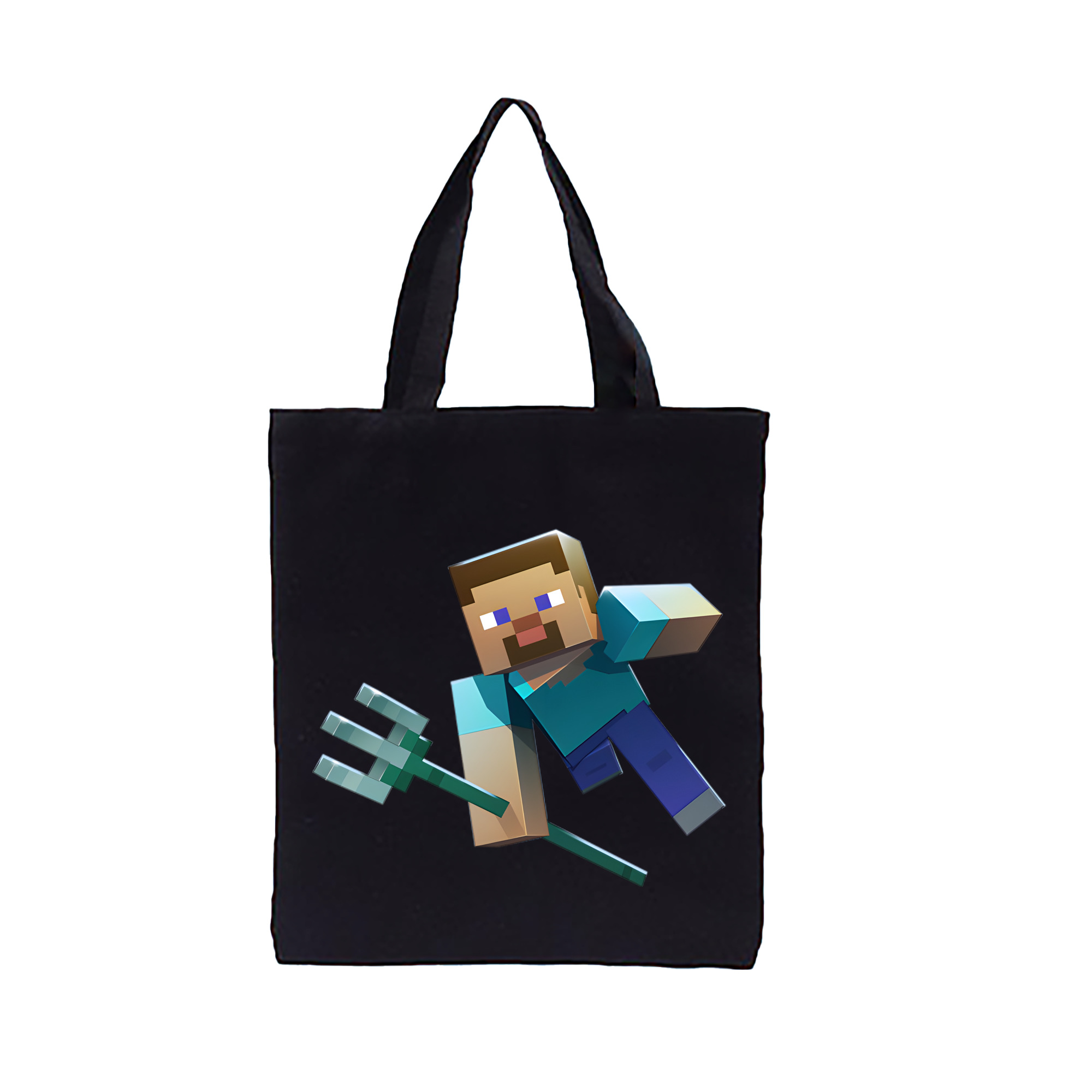 （画像用） マインクラフト ブロックの世界 Minecraft MC Block world 縦型キャンバス生地手提げバッグ　トートバッグ