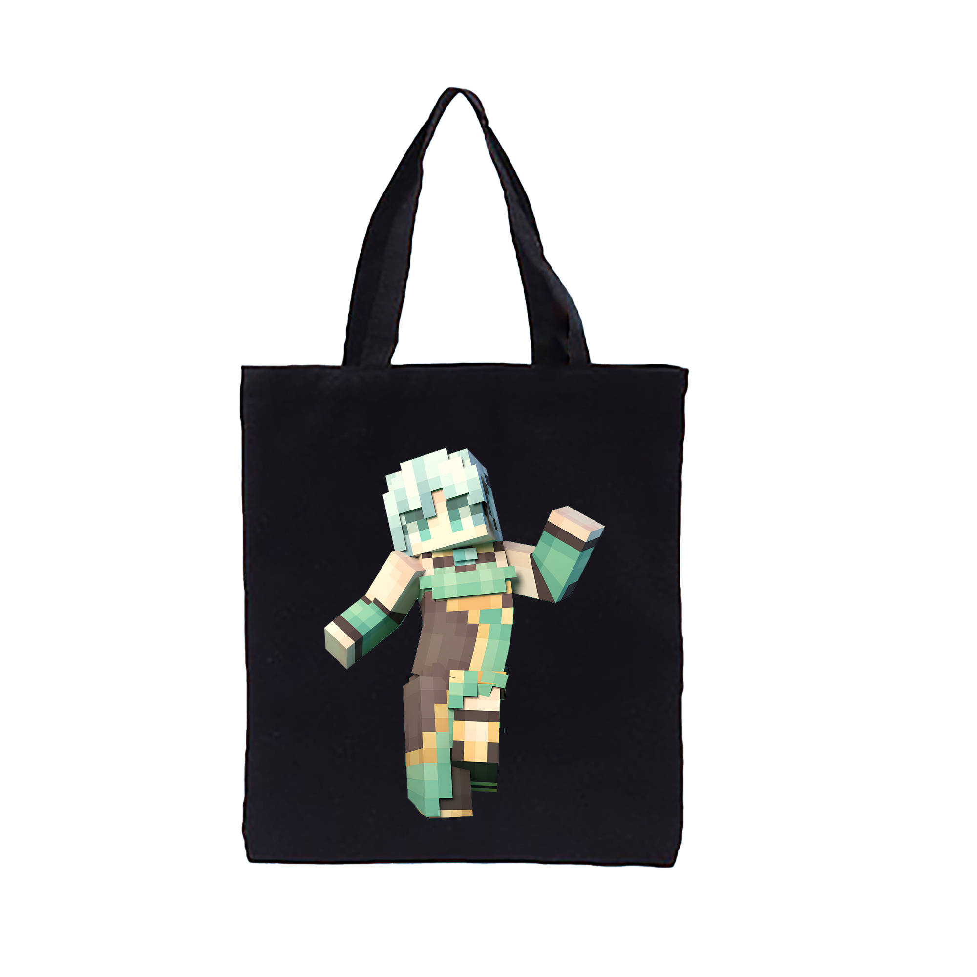 （画像用） マインクラフト ブロックの世界 Minecraft MC Block world 縦型キャンバス生地手提げバッグ　トートバッグ