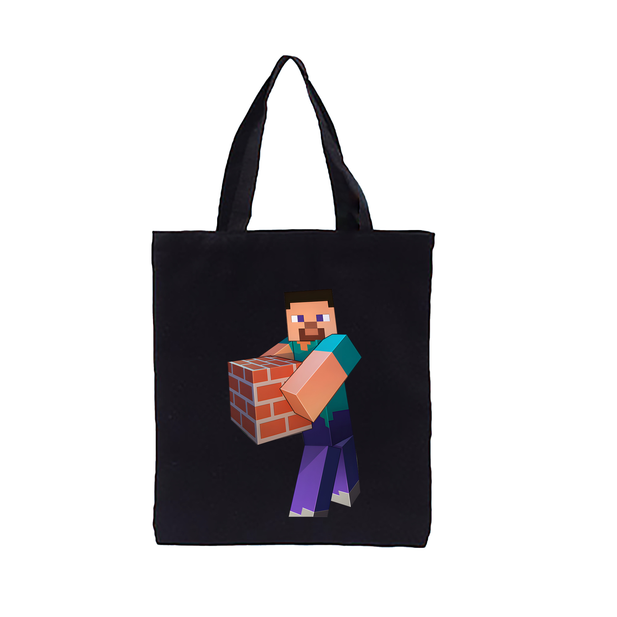 （画像用） マインクラフト ブロックの世界 Minecraft MC Block world 縦型キャンバス生地手提げバッグ　トートバッグ