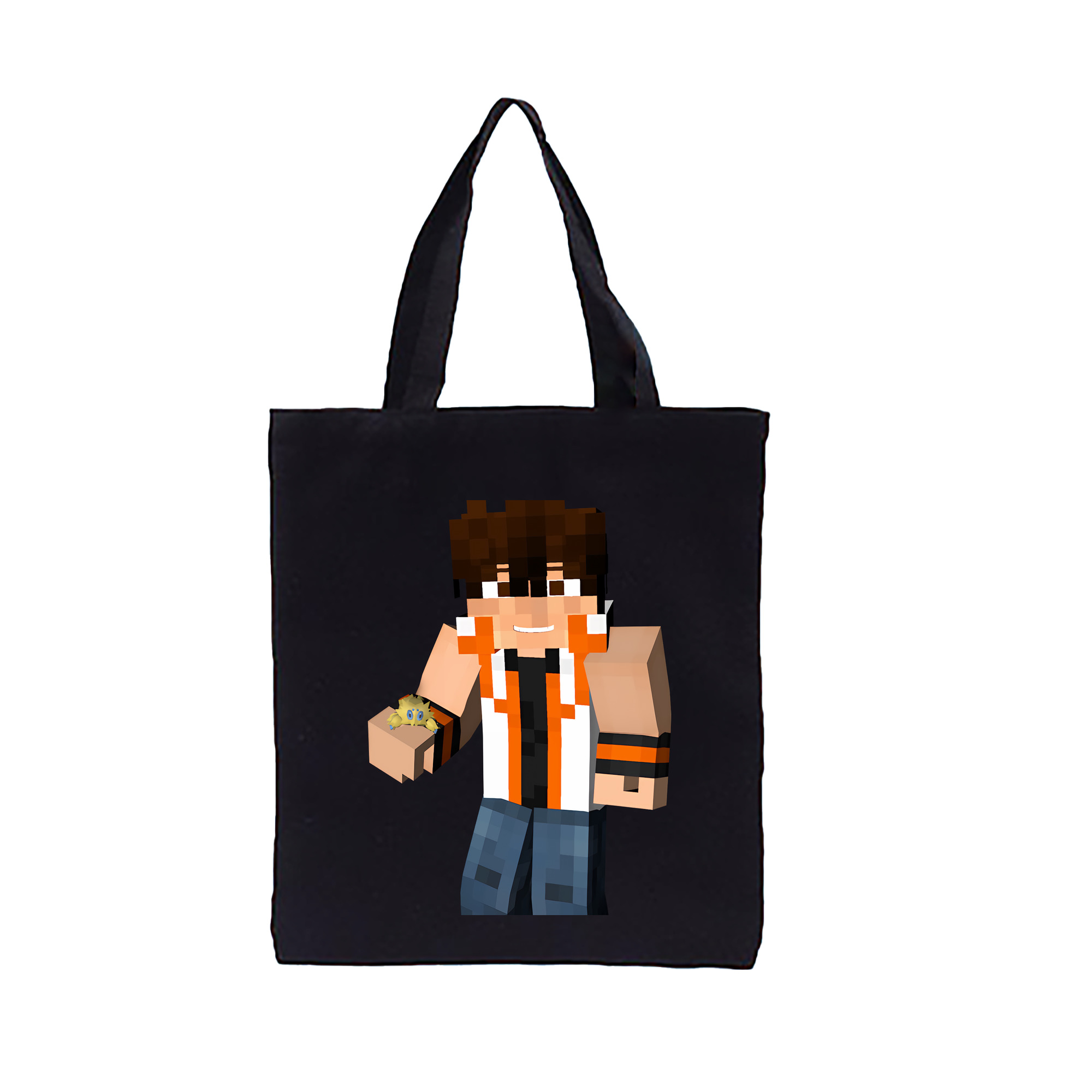 （画像用） マインクラフト ブロックの世界 Minecraft MC Block world 縦型キャンバス生地手提げバッグ　トートバッグ