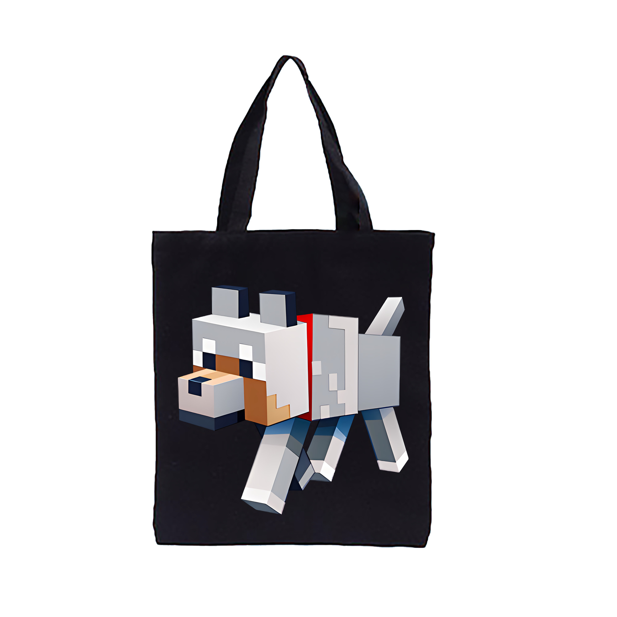 （画像用） マインクラフト ブロックの世界 Minecraft MC Block world 縦型キャンバス生地手提げバッグ　トートバッグ