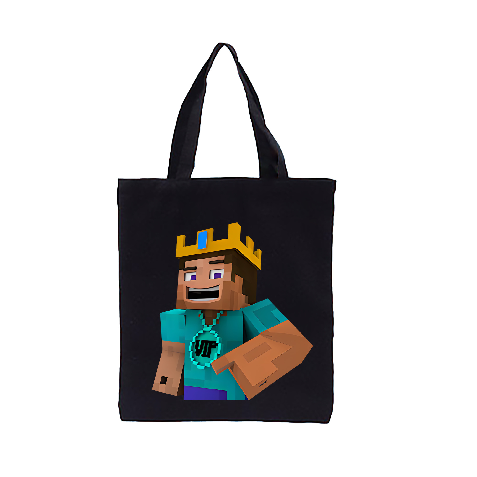 （画像用） マインクラフト ブロックの世界 Minecraft MC Block world 縦型キャンバス生地手提げバッグ　トートバッグ