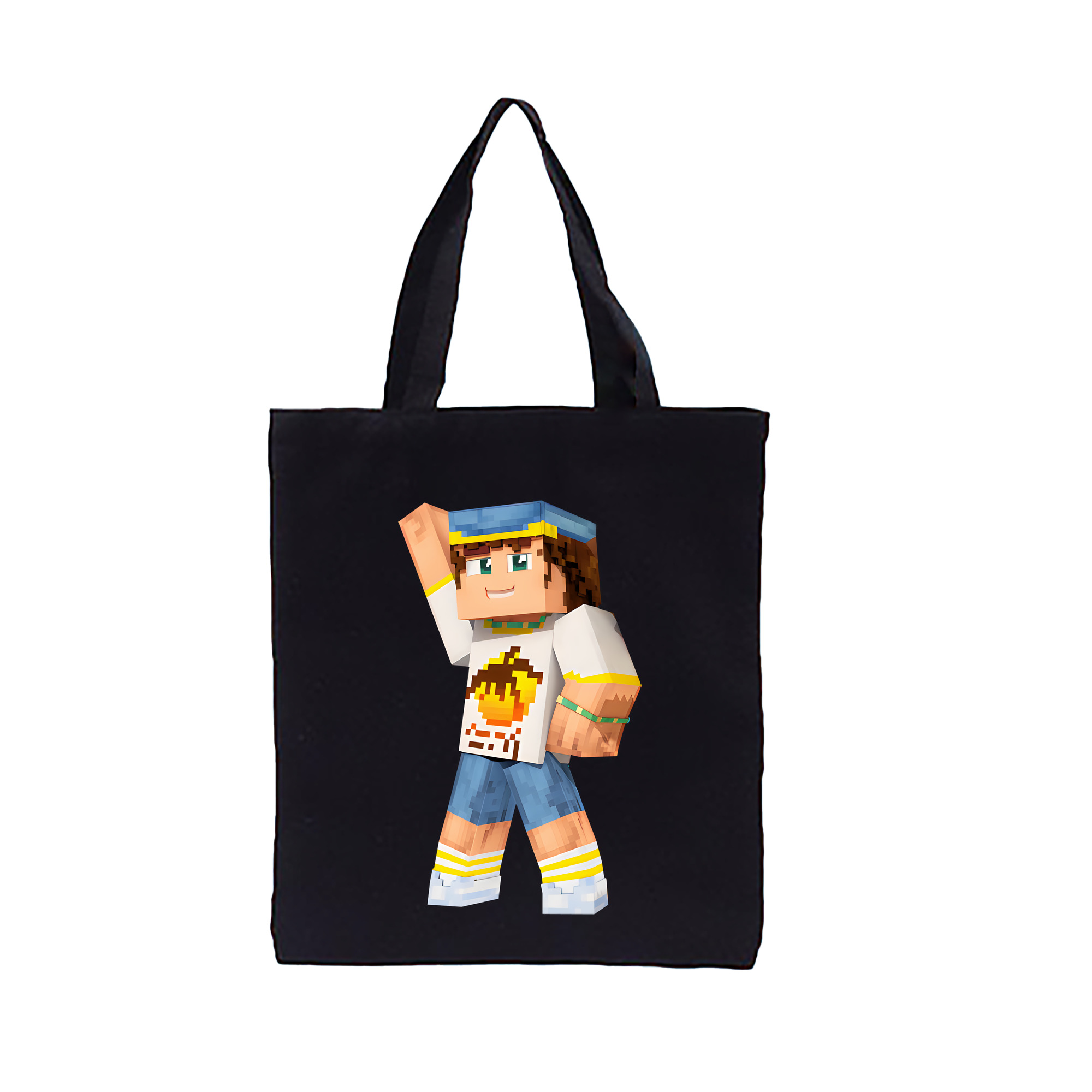 （画像用） マインクラフト ブロックの世界 Minecraft MC Block world 縦型キャンバス生地手提げバッグ　トートバッグ