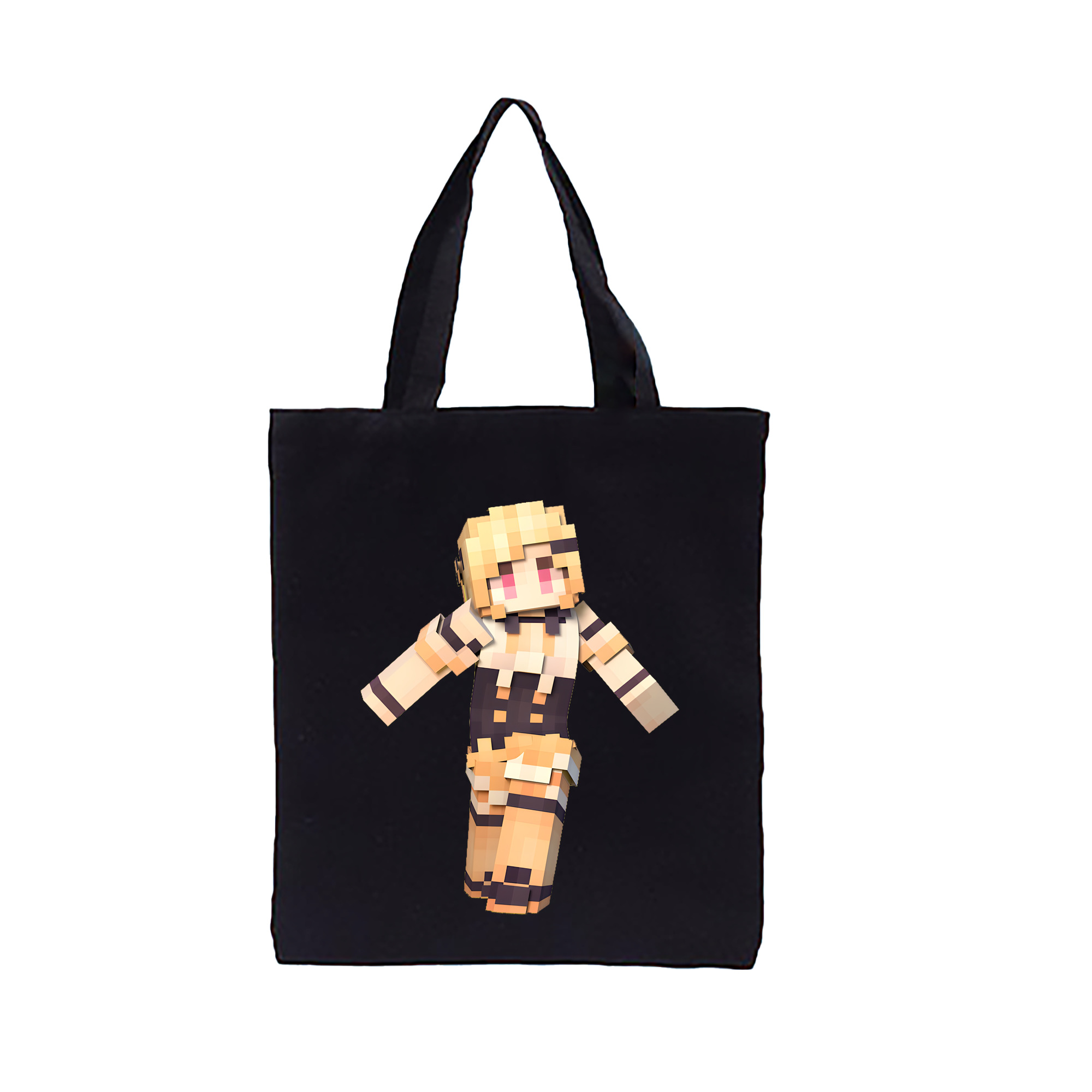 （画像用） マインクラフト ブロックの世界 Minecraft MC Block world 縦型キャンバス生地手提げバッグ　トートバッグ