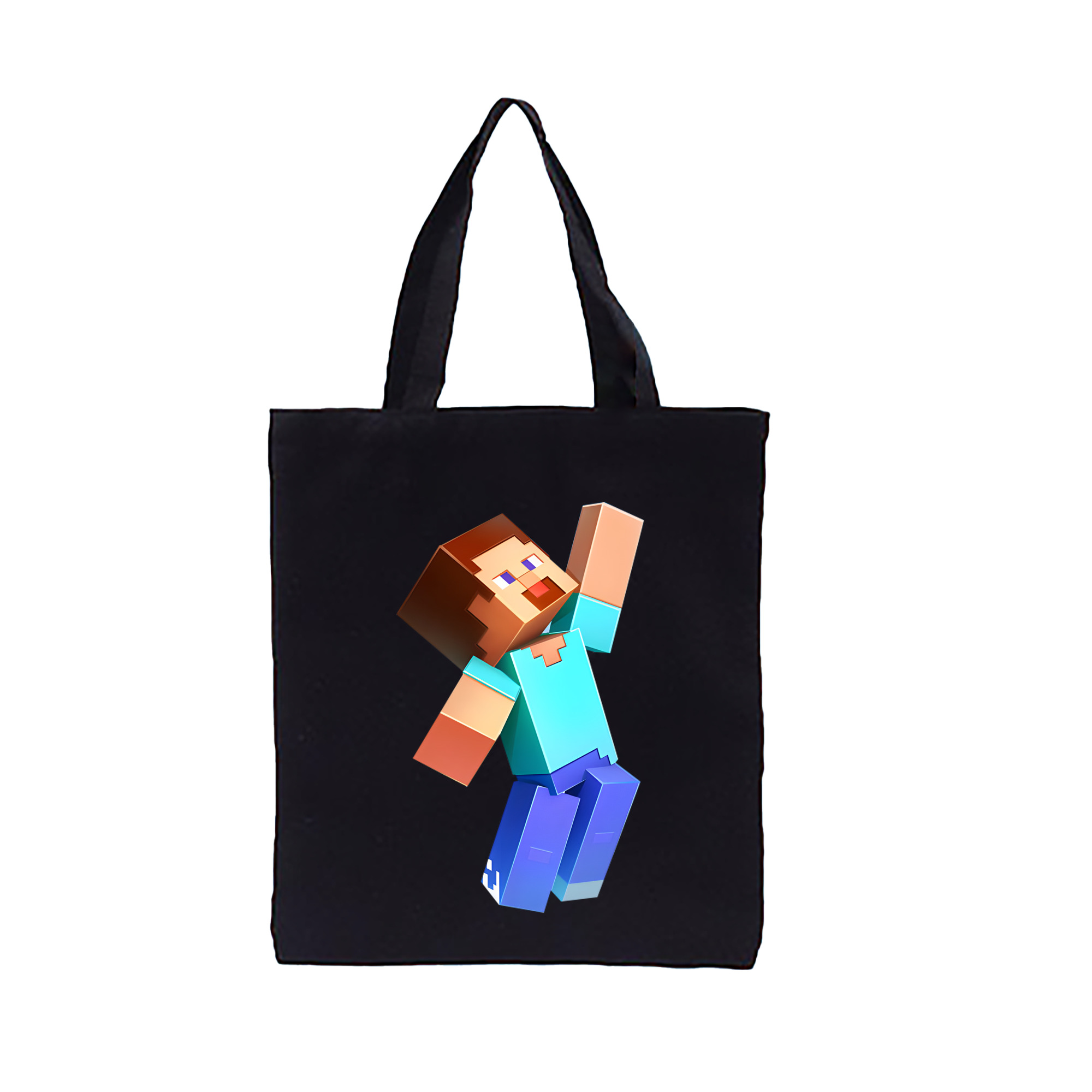 （画像用） マインクラフト ブロックの世界 Minecraft MC Block world 縦型キャンバス生地手提げバッグ　トートバッグ